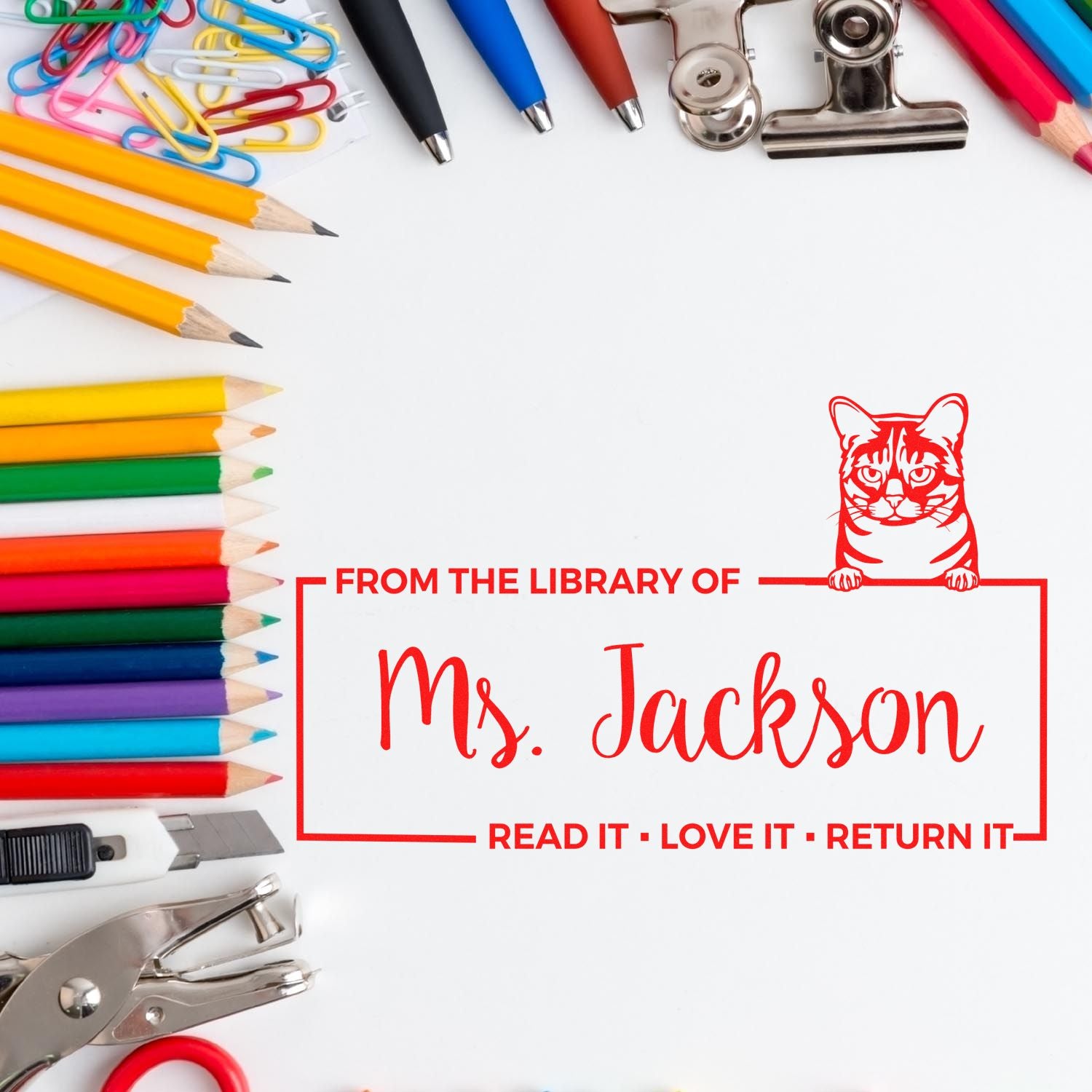 Australian Mist Personalized Cat Lover Book Ownership Read It Return It? Stamp - Engineer Seal Stamps