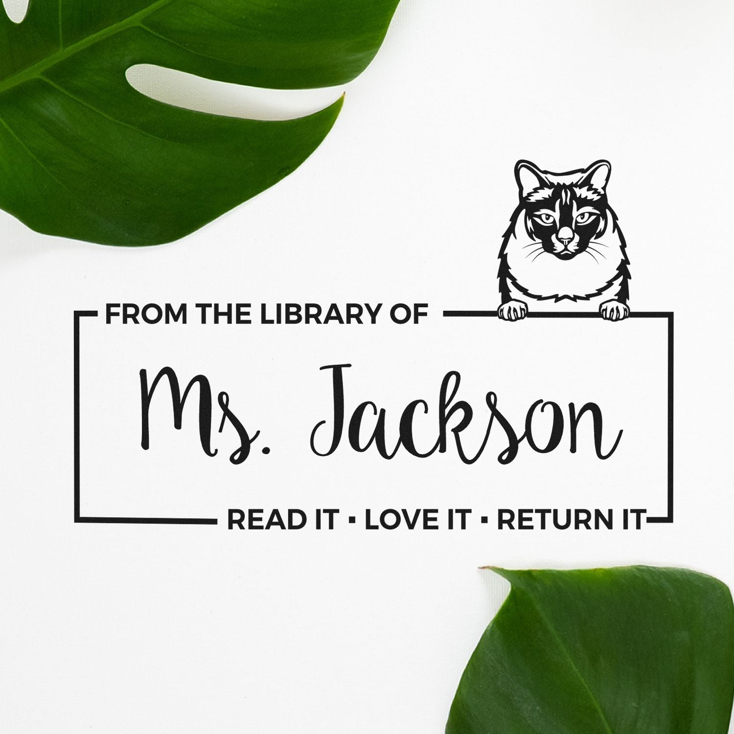 Balinese Personalized Pet-Themed Book Ownership Read It Return It? Stamp - Engineer Seal Stamps