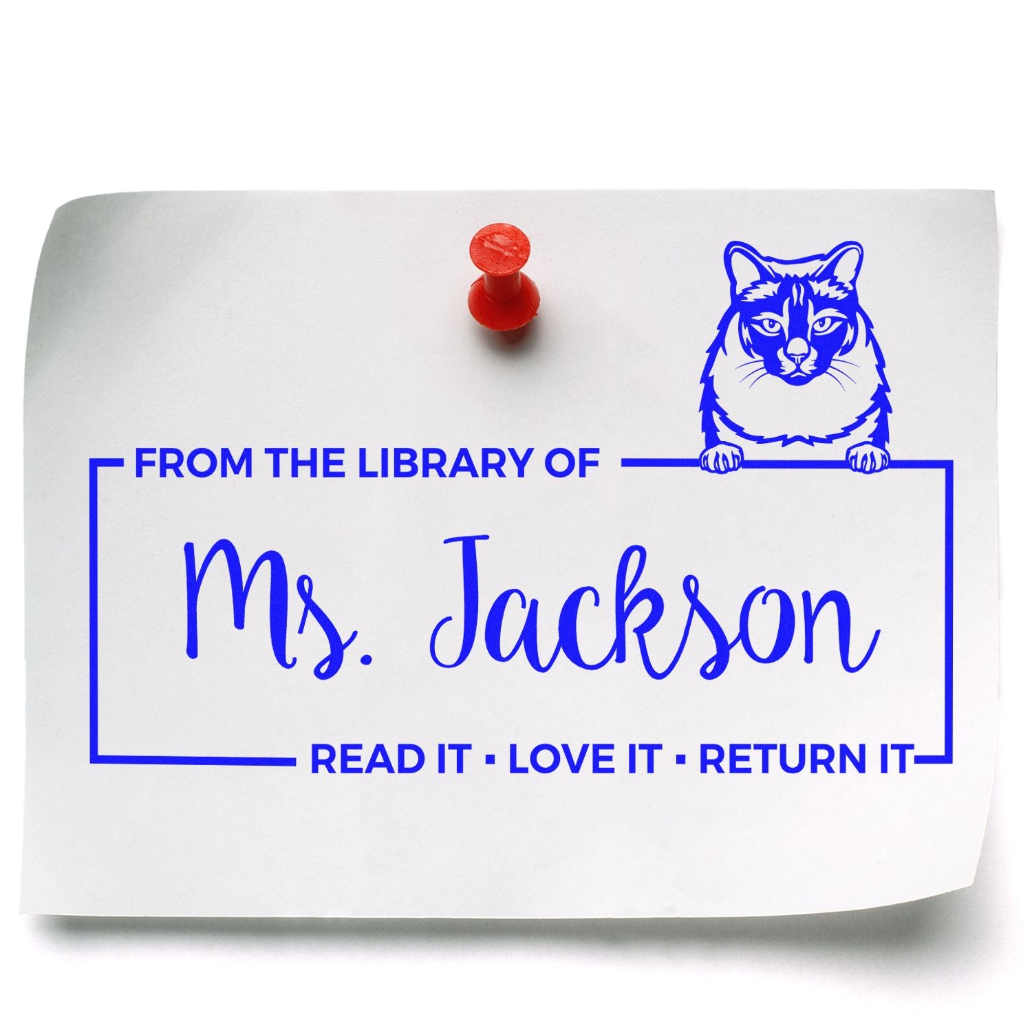 Self-Inking Balinese Custom Made Cat Lover Bookplate? Stamp - Engineer Seal Stamps