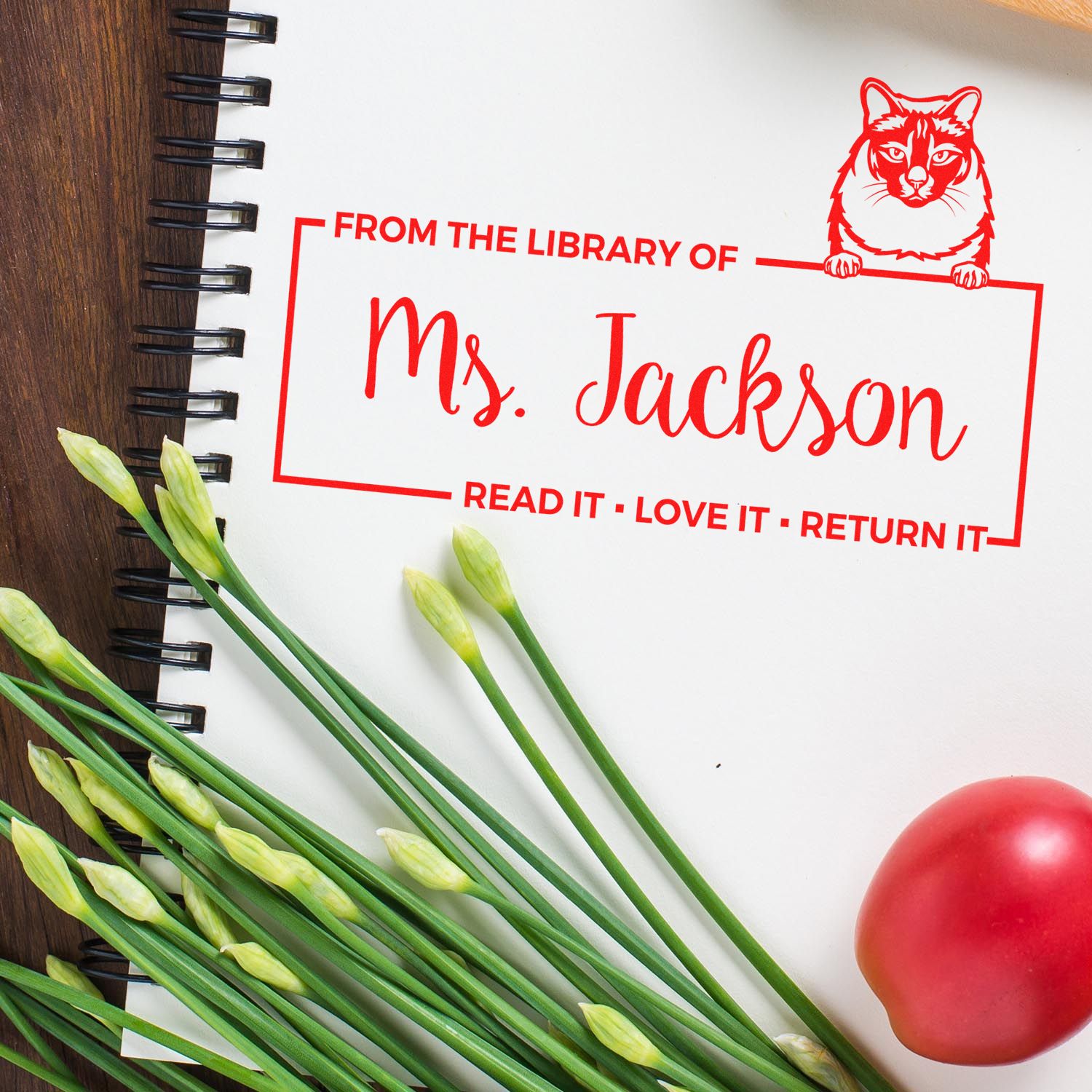 Balinese Personalized Pet-Themed Book Ownership Read It Return It? Stamp - Engineer Seal Stamps