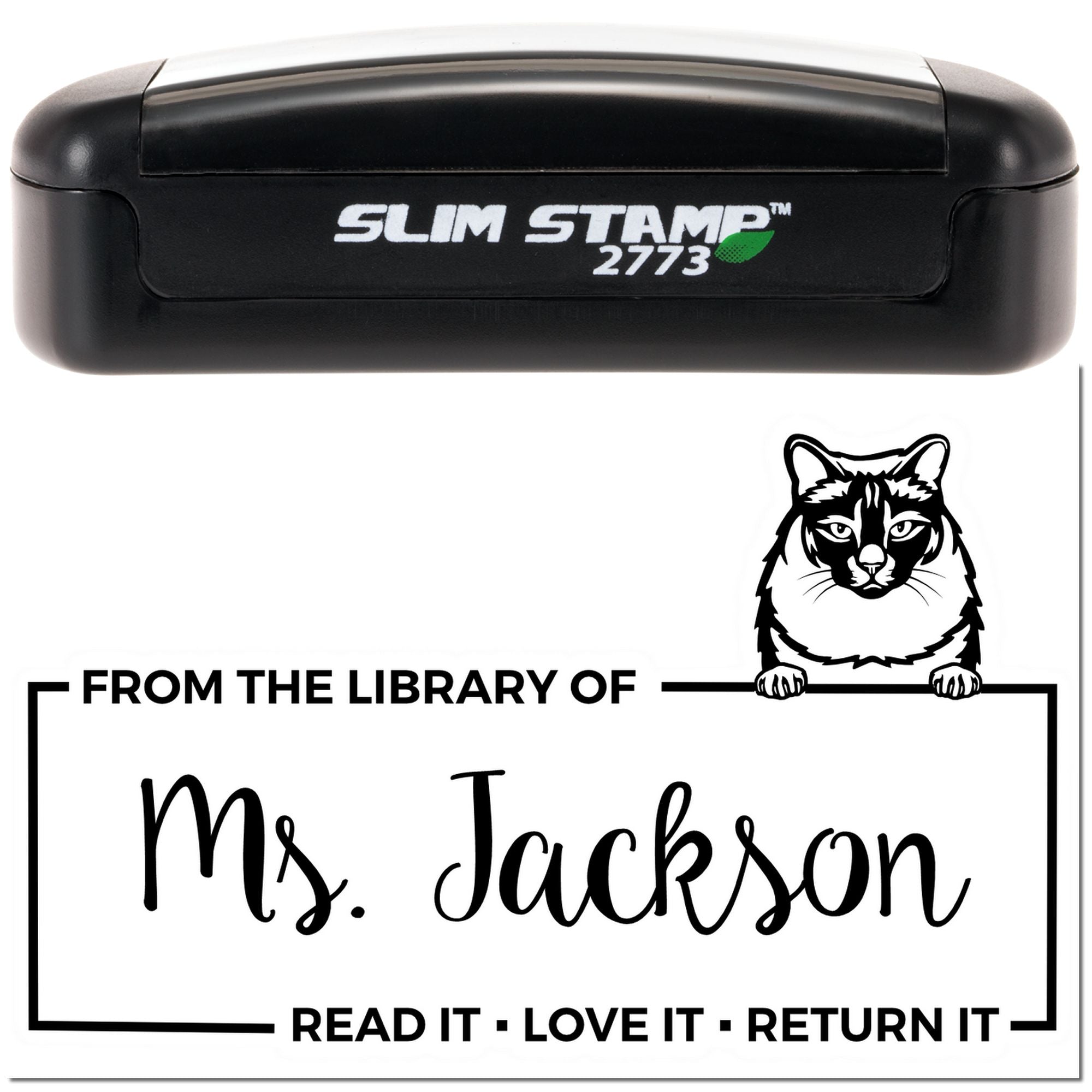 Customized Classroom Library Stamper with Balinese Cat - Engineer Seal Stamps