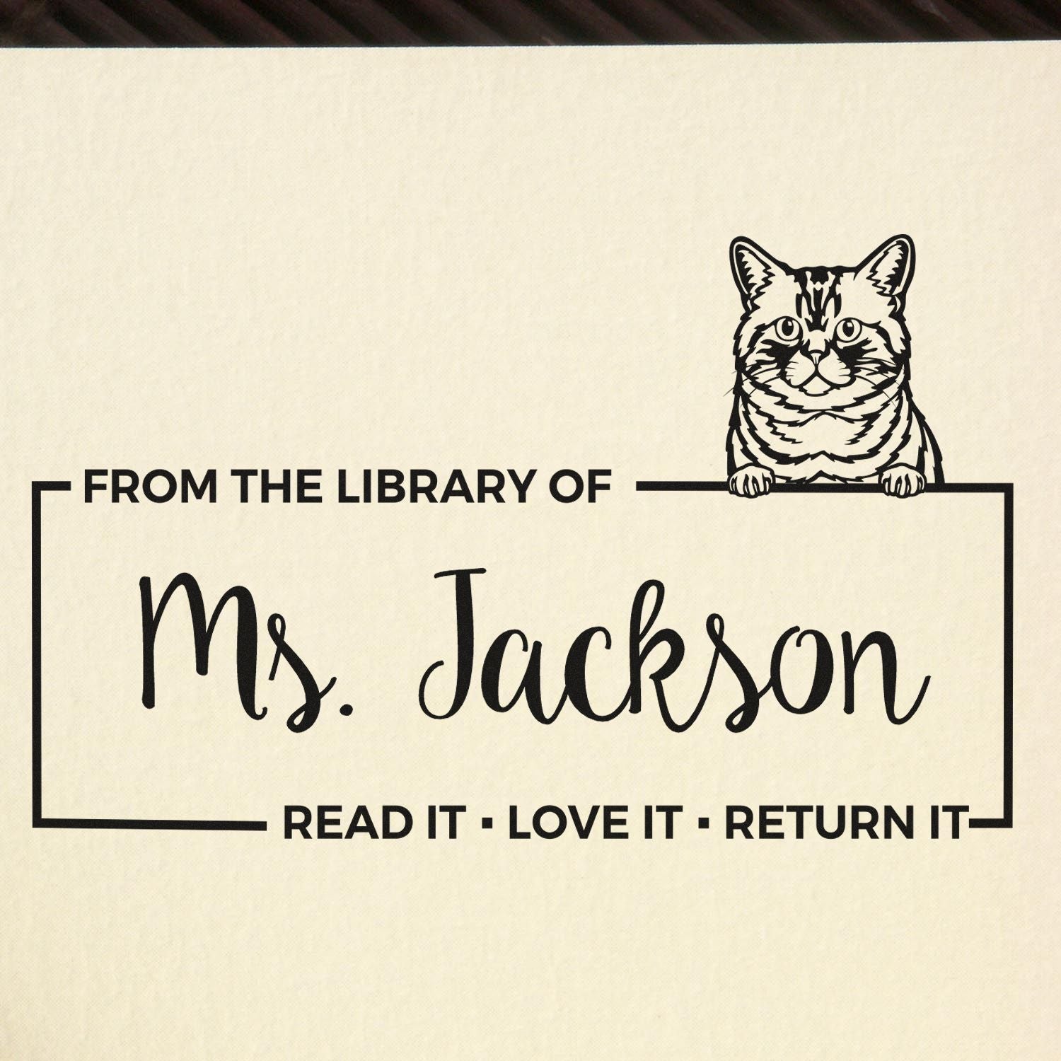 Customized Library Book Stamper with Brazilian Shorthair Cat - Engineer Seal Stamps