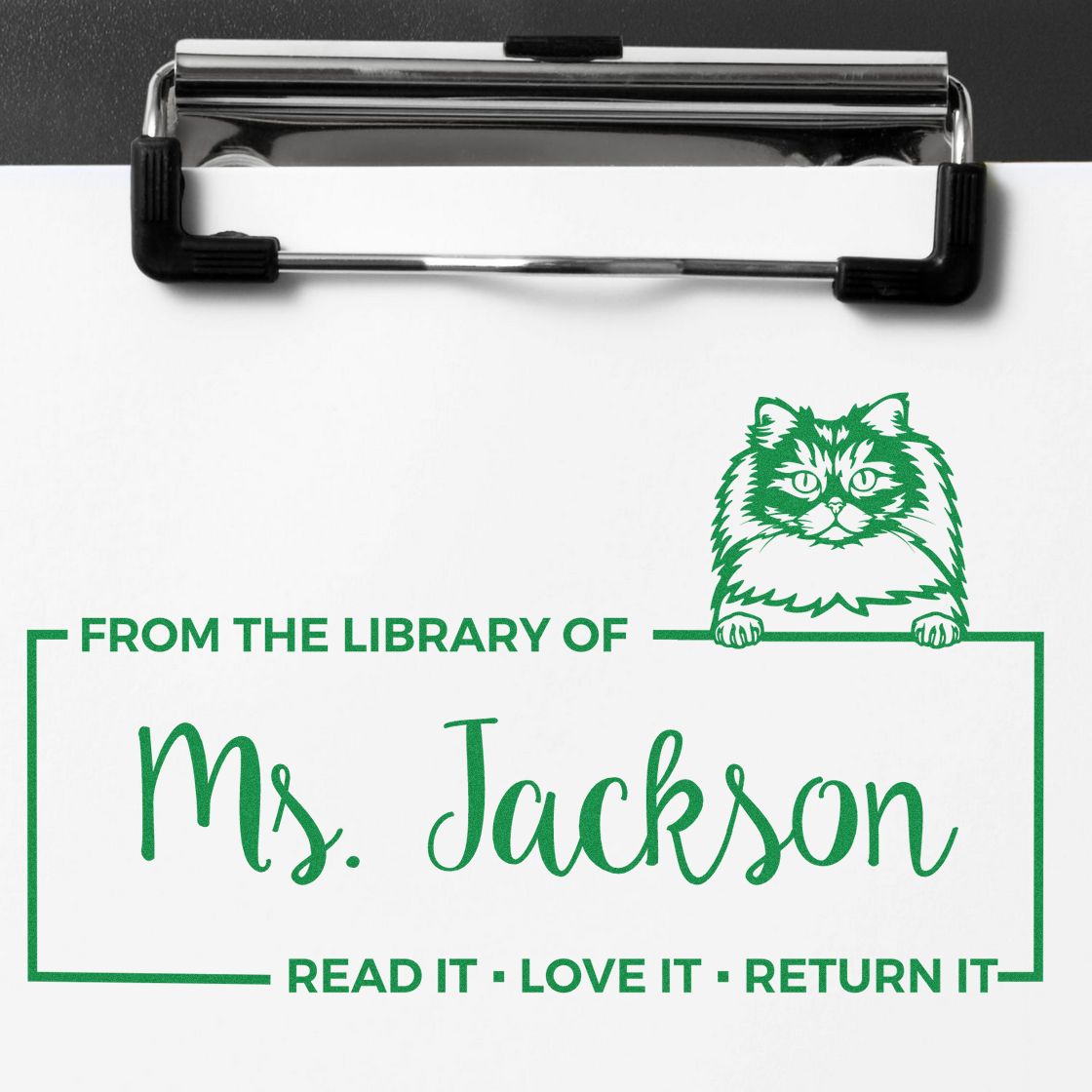 Customized Bookplate Stamp with British Longhair Cat - Engineer Seal Stamps