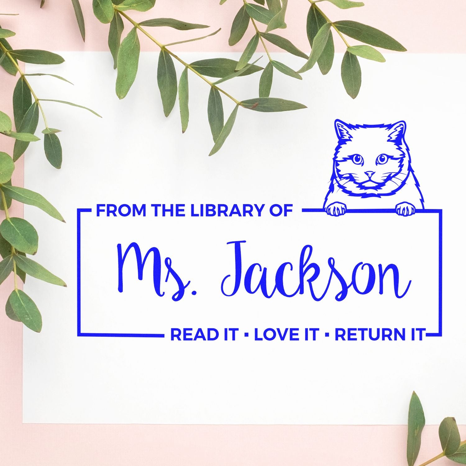 British Shorthair Personalized Cat-Themed Read It Return ? Stamp - Engineer Seal Stamps