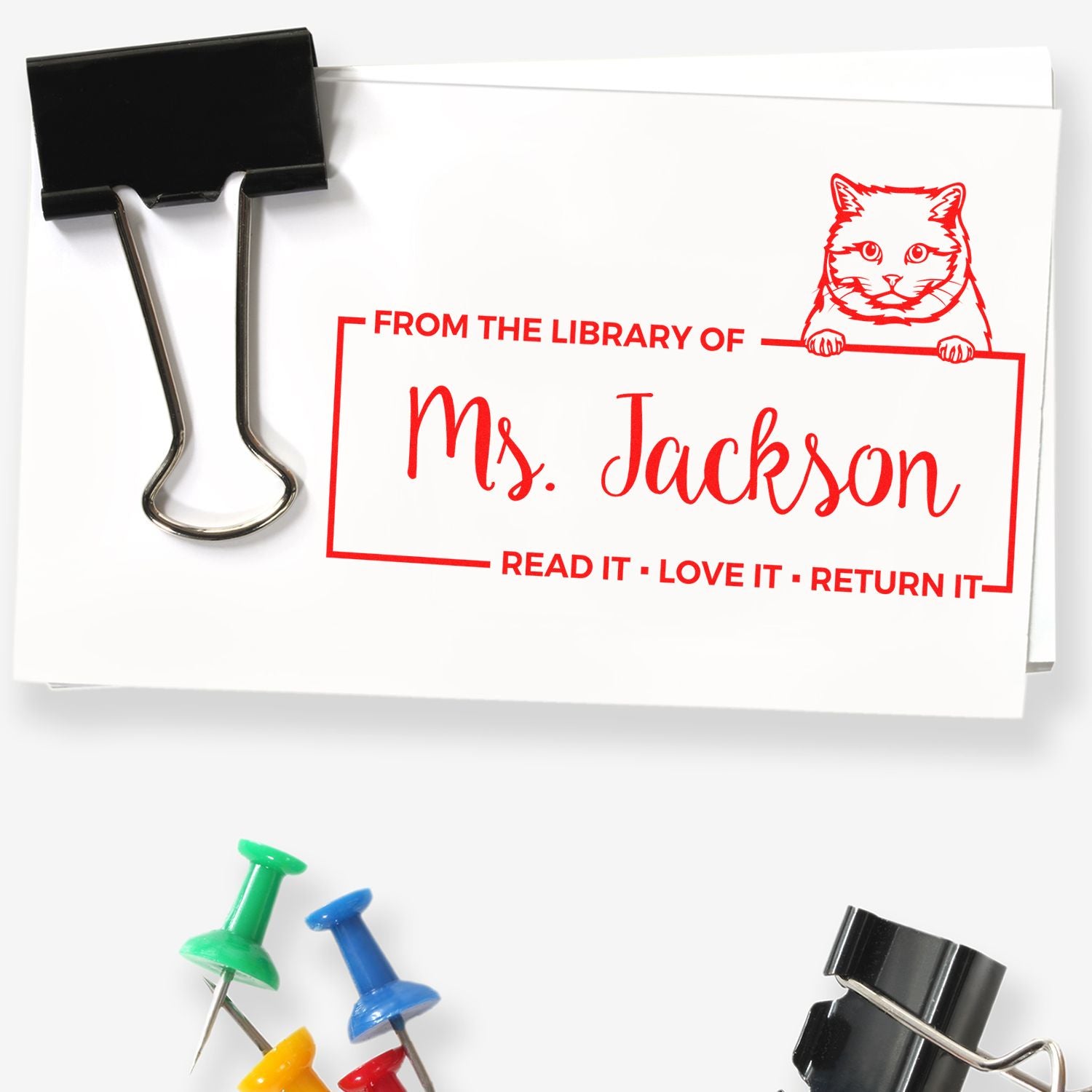 British Shorthair Personalized Cat-Themed Read It Return ? Stamp