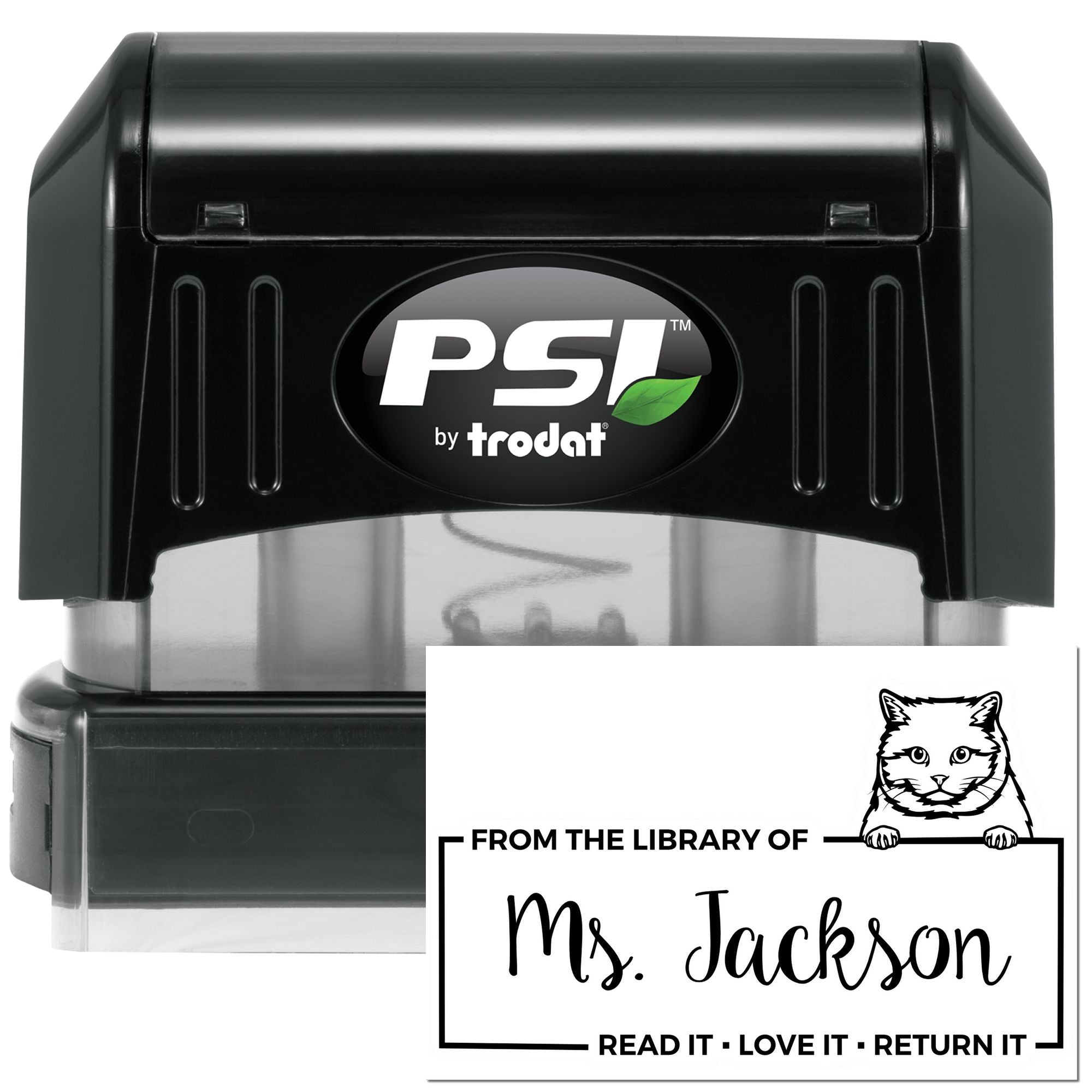 Custom Book Lending Tool Stamper with British Shorthair Cat - Engineer Seal Stamps