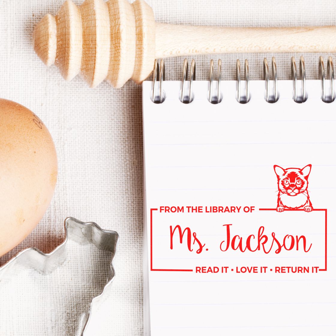 Custom Borrowed Classroom Library Stamp with Burmese Cat - Engineer Seal Stamps