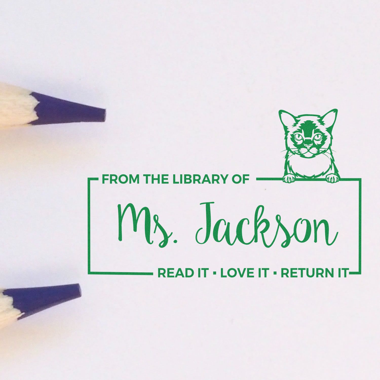 Customized Book Ownership Stamp with Burmese Cat - Engineer Seal Stamps