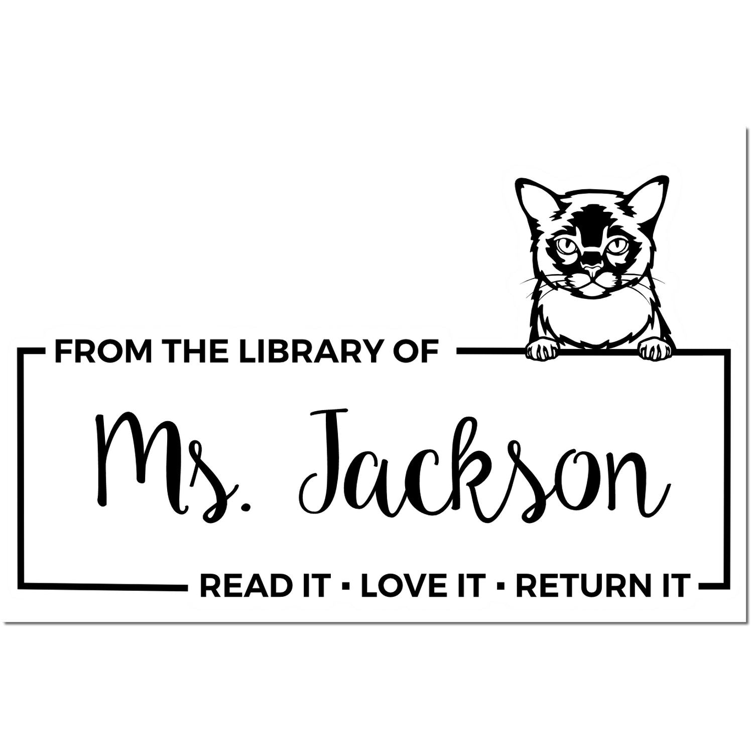 Customized Book Ownership Stamp with Burmese Cat - Engineer Seal Stamps