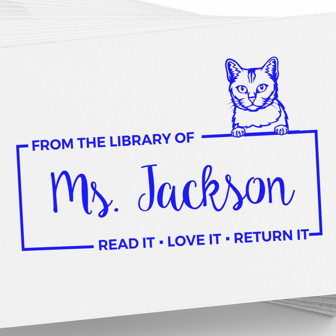 Customized Book Ownership Stamper with Burmilla Cat - Engineer Seal Stamps