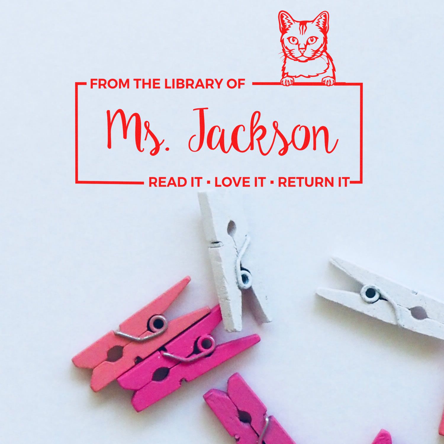 Customized Book Ownership Stamper with Burmilla Cat - Engineer Seal Stamps