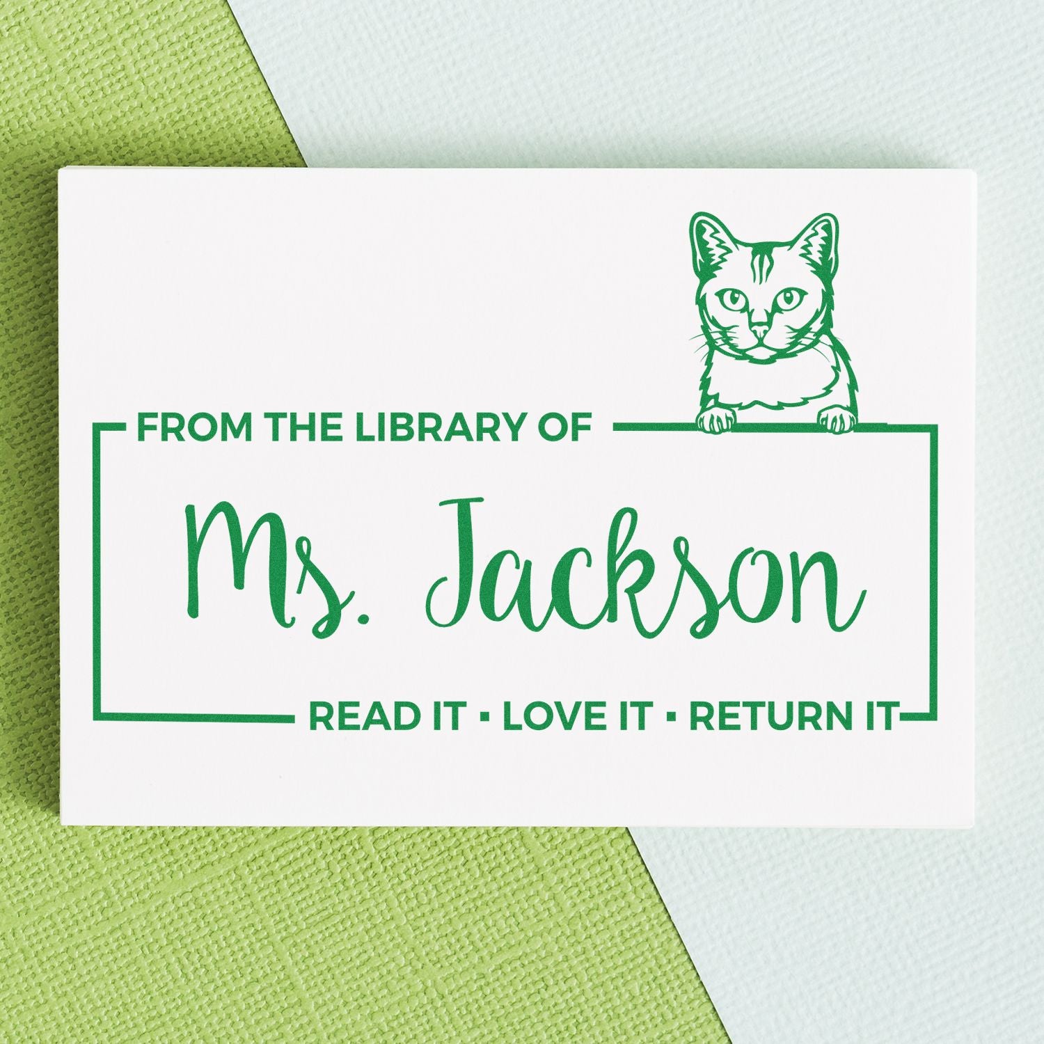 Customized Book Ownership Stamper with Burmilla Cat - Engineer Seal Stamps