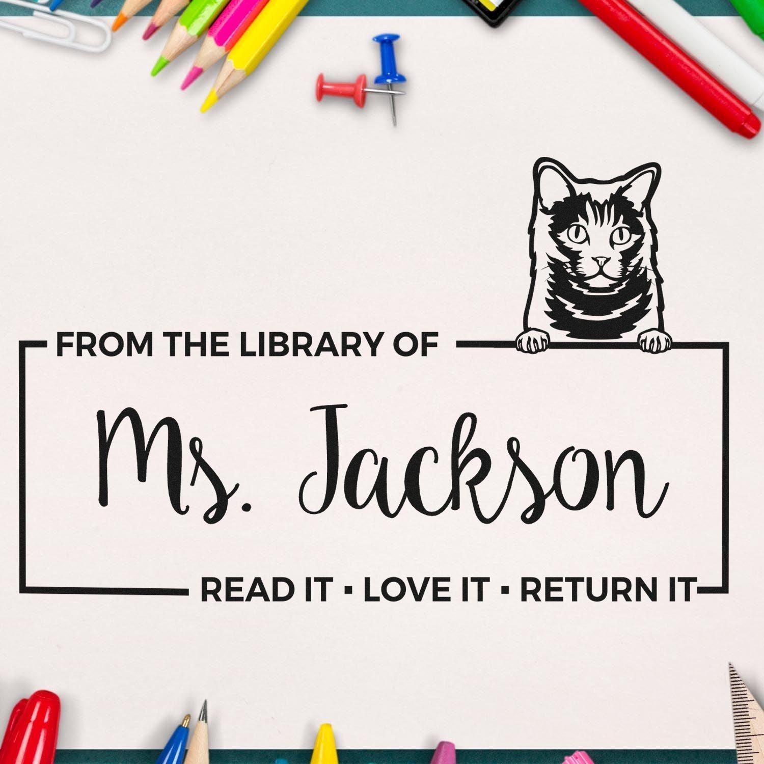 Self-Inking Chartreux Custom Made Pet-Themed Book Ownership Read It Return It? Stamp - Engineer Seal Stamps