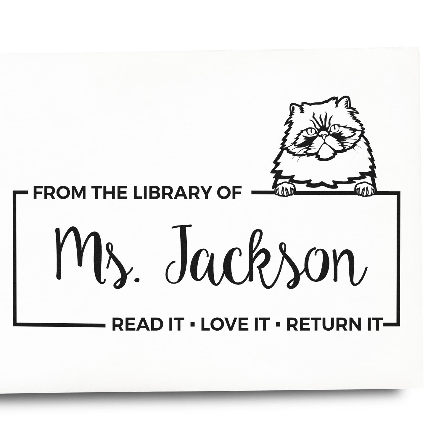 Custom Book Return Reminder Stamp with Colorpoint Persian Cat - Engineer Seal Stamps