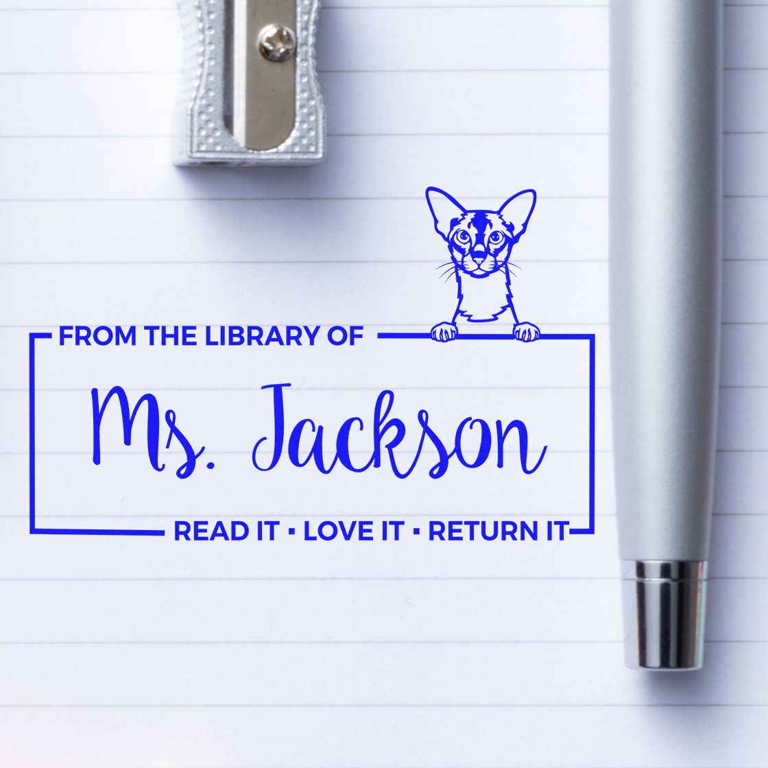 Colorpoint Shorthair Personalized Cat-Themed Bookplate ? Stamp - Engineer Seal Stamps