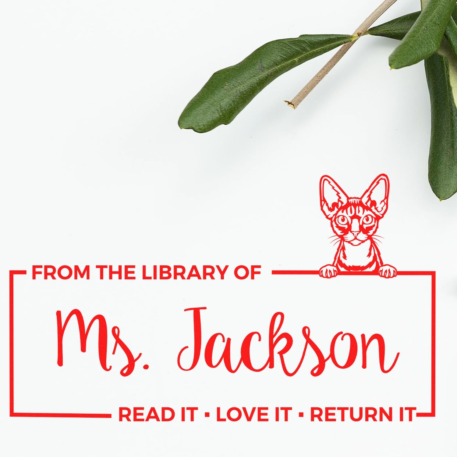 Custom Shared Library Stamper with Devon Rex Cat - Engineer Seal Stamps