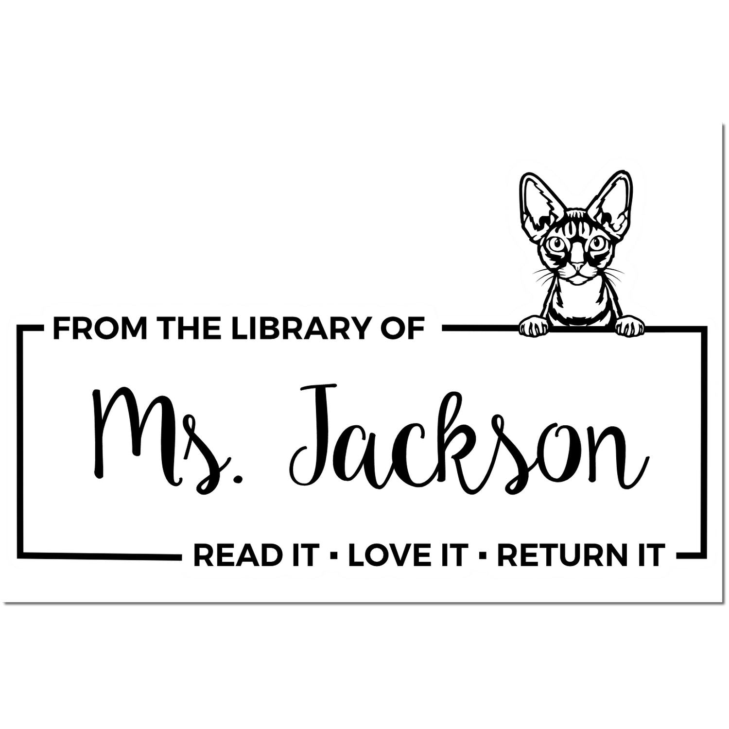 Custom Shared Library Stamper with Devon Rex Cat - Engineer Seal Stamps