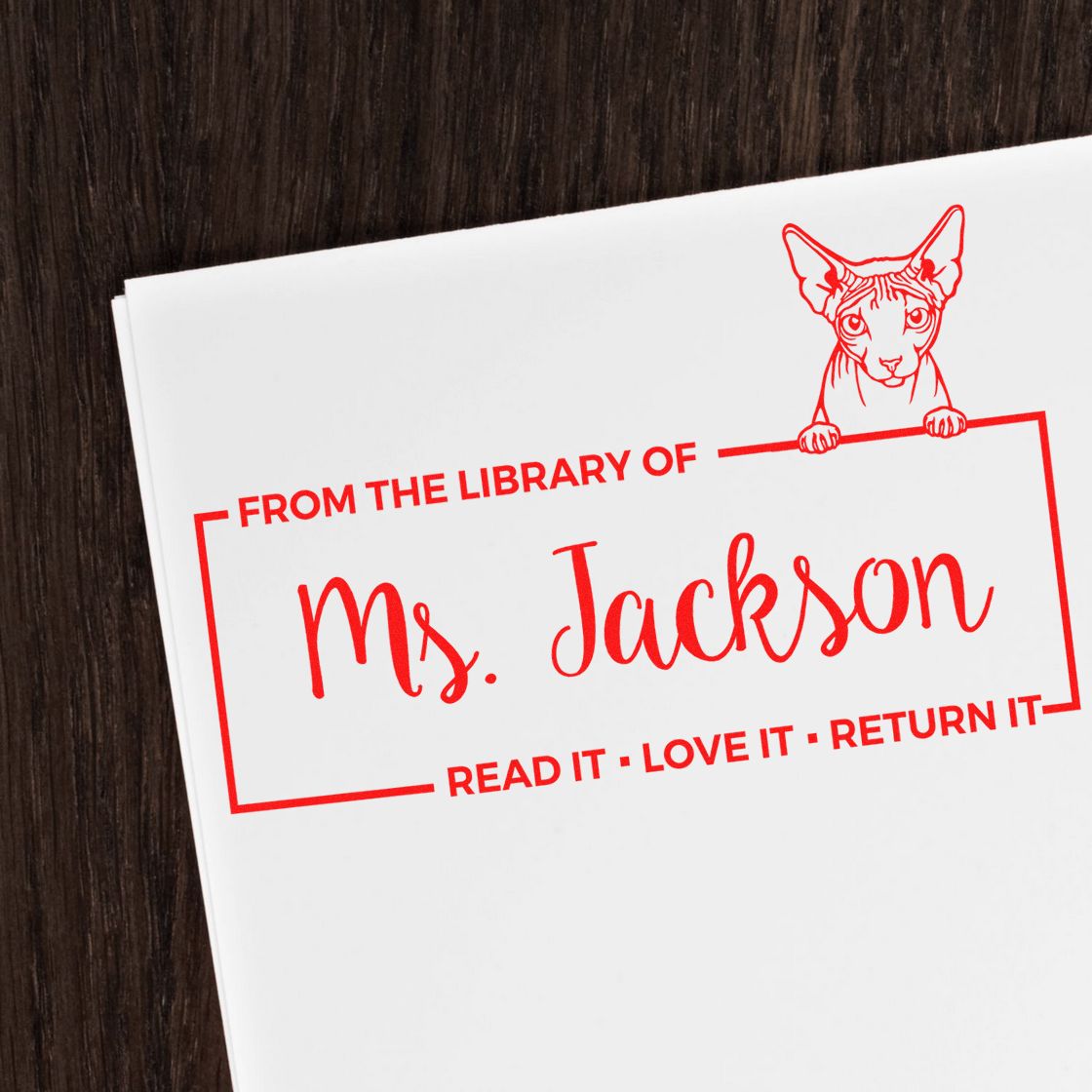 Customized For Library Stamp with Don Sphynx Cat - Engineer Seal Stamps