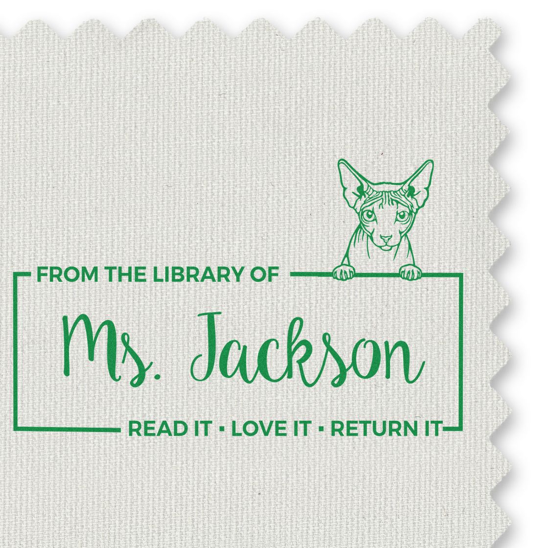 Custom Personal Lending Library Stamp with Don Sphynx Cat - Engineer Seal Stamps