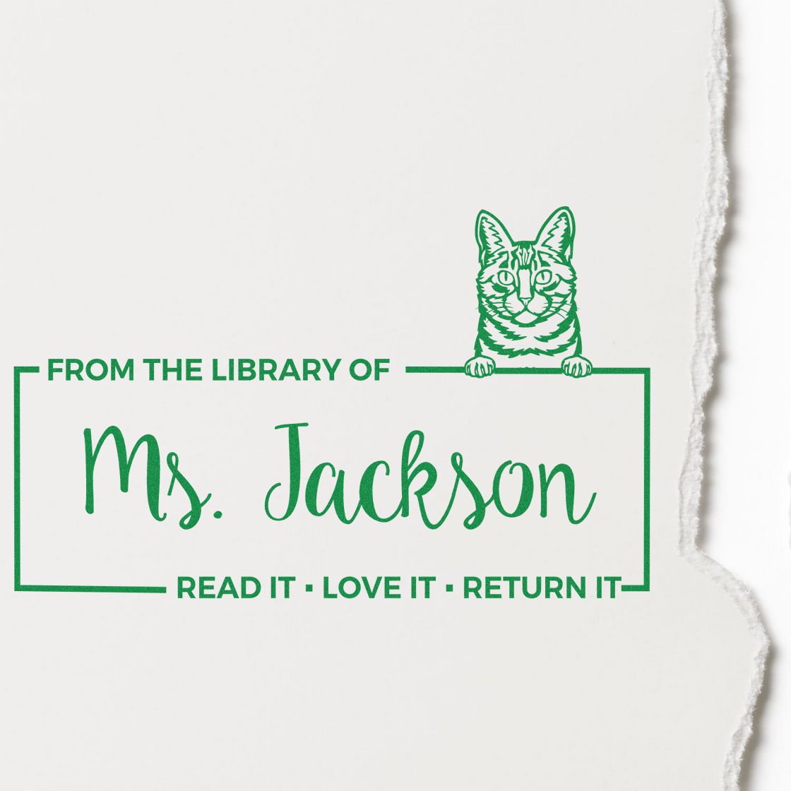 Custom Personal Lending Library Stamper with Dragon Li Cat - Engineer Seal Stamps