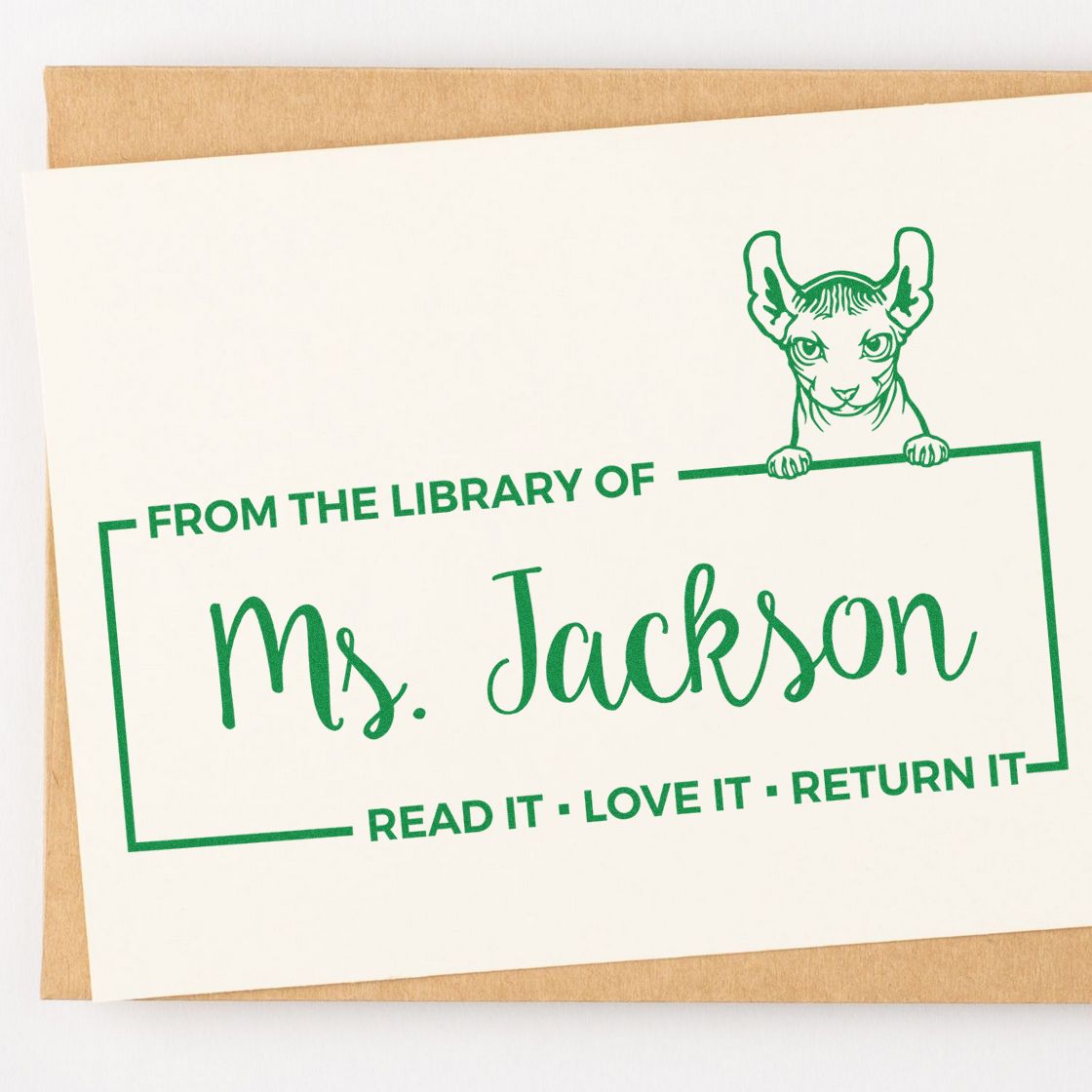 Dwelf Personalized Cat Bookplate Stamp - Engineer Seal Stamps