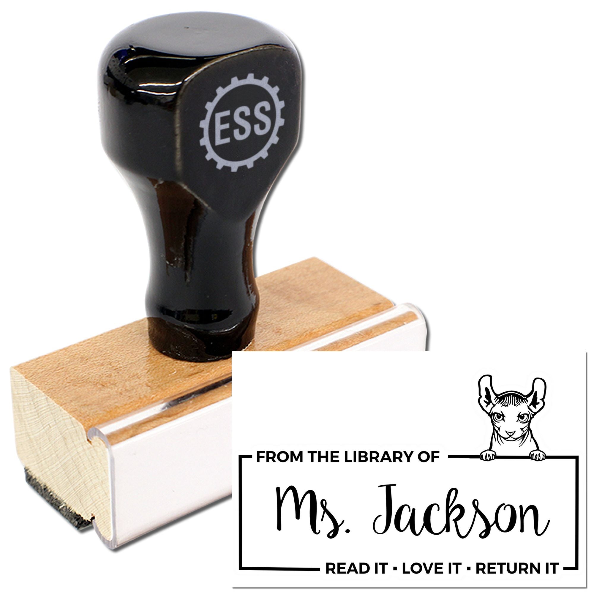 Dwelf Personalized Cat Bookplate Stamp - Engineer Seal Stamps