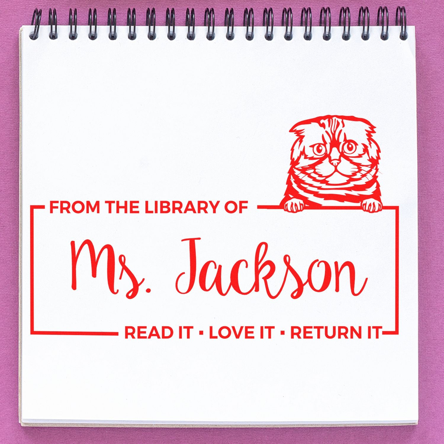 Foldex Personalized Cat Read It Return Stamp