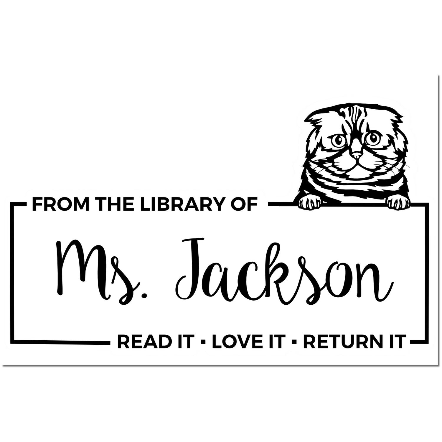 Custom Return It Book Stamper with Foldex Cat - Engineer Seal Stamps