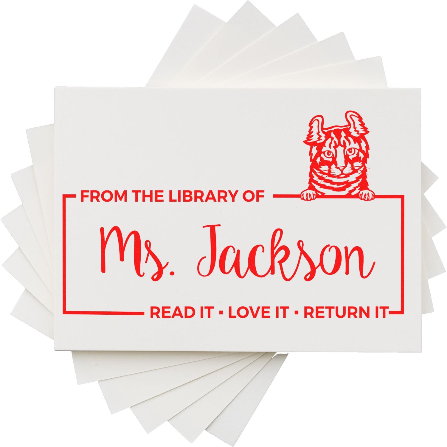 Customized Book Ownership Tools Stamp with Highlander Cat - Engineer Seal Stamps