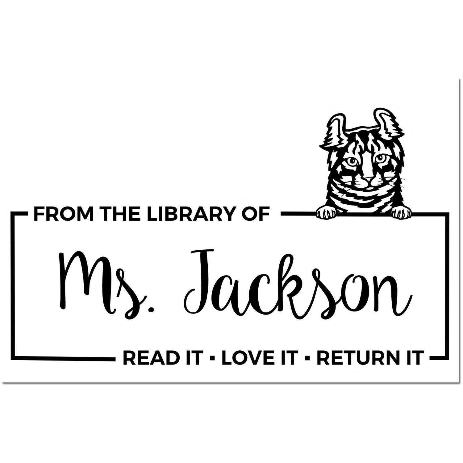 Highlander Personalized Cat Book Ownership Stamp - Engineer Seal Stamps