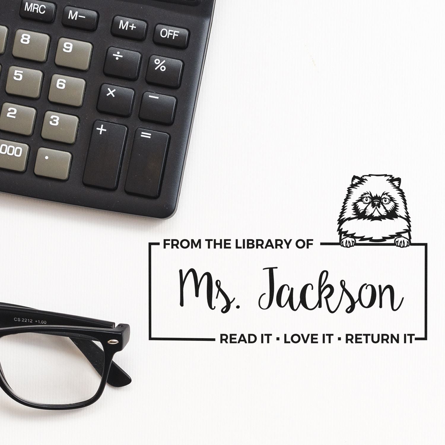 Custom Love Your Library Stamper with Himalayan Cat - Engineer Seal Stamps