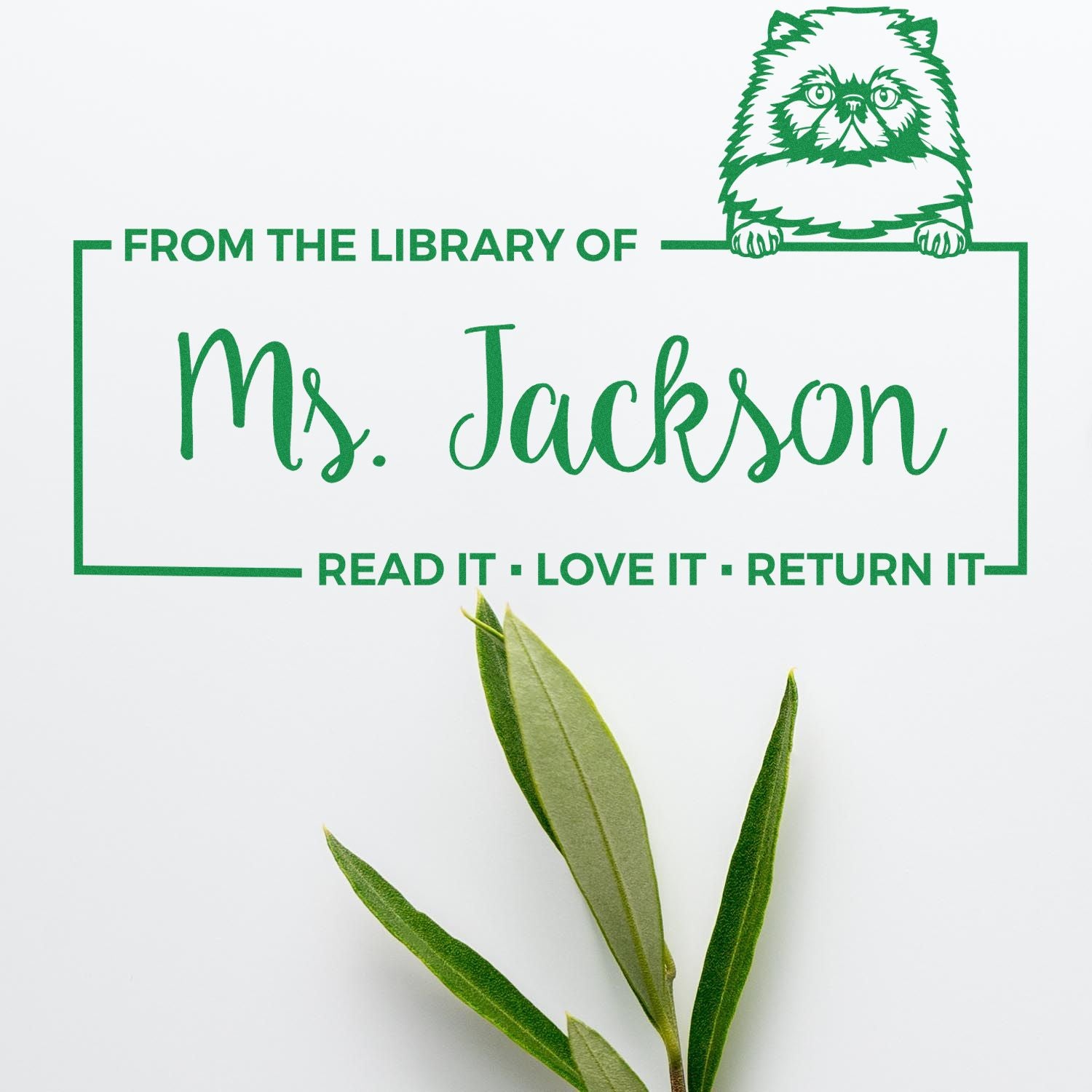 Custom Love Your Library Stamper with Himalayan Cat - Engineer Seal Stamps