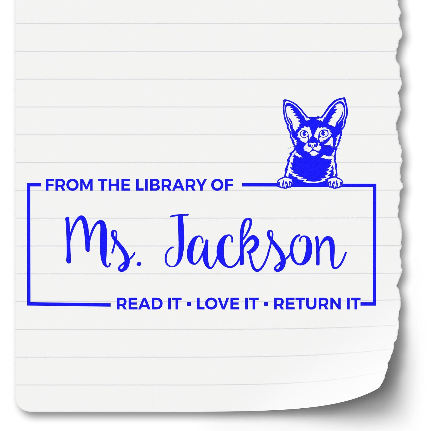 Javanese Personalized Cat-Themed Bookplate Stamp - Engineer Seal Stamps