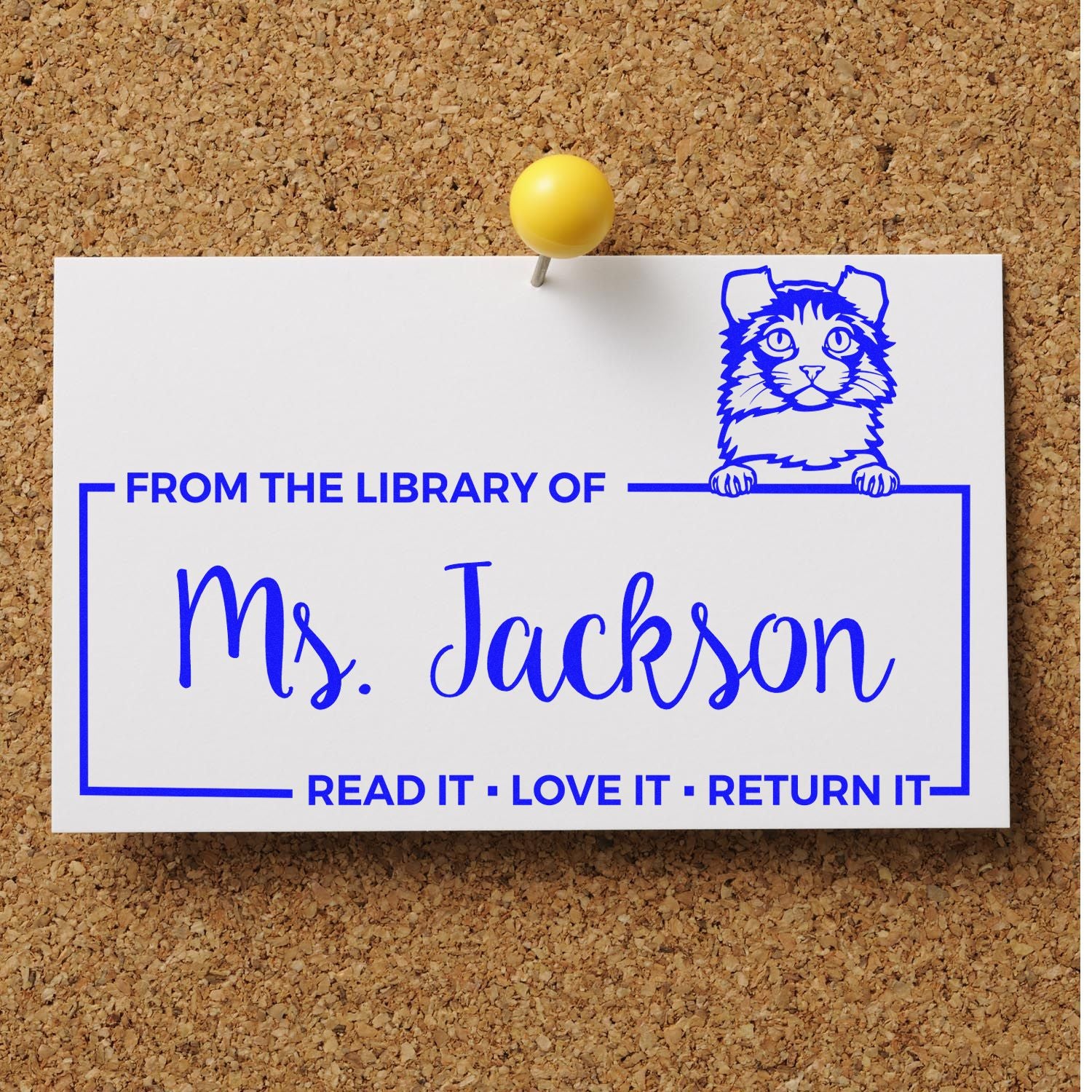 Customized Library Return Stamper with Kinkalow Cat - Engineer Seal Stamps