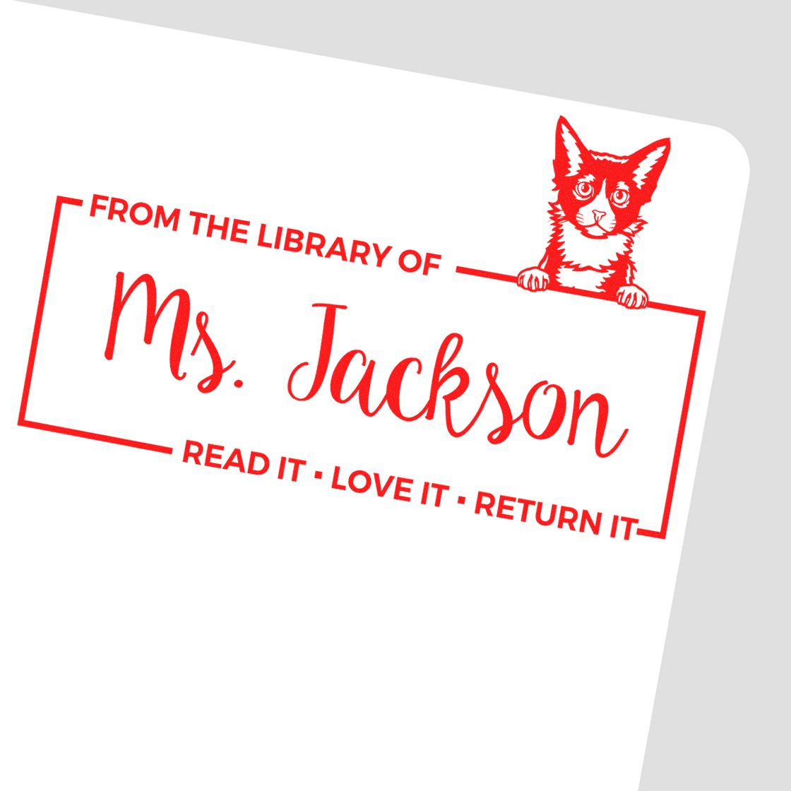 Self-Inking Laperm Custom Made Custom Pet Book Read It Return ? Stamp - Engineer Seal Stamps