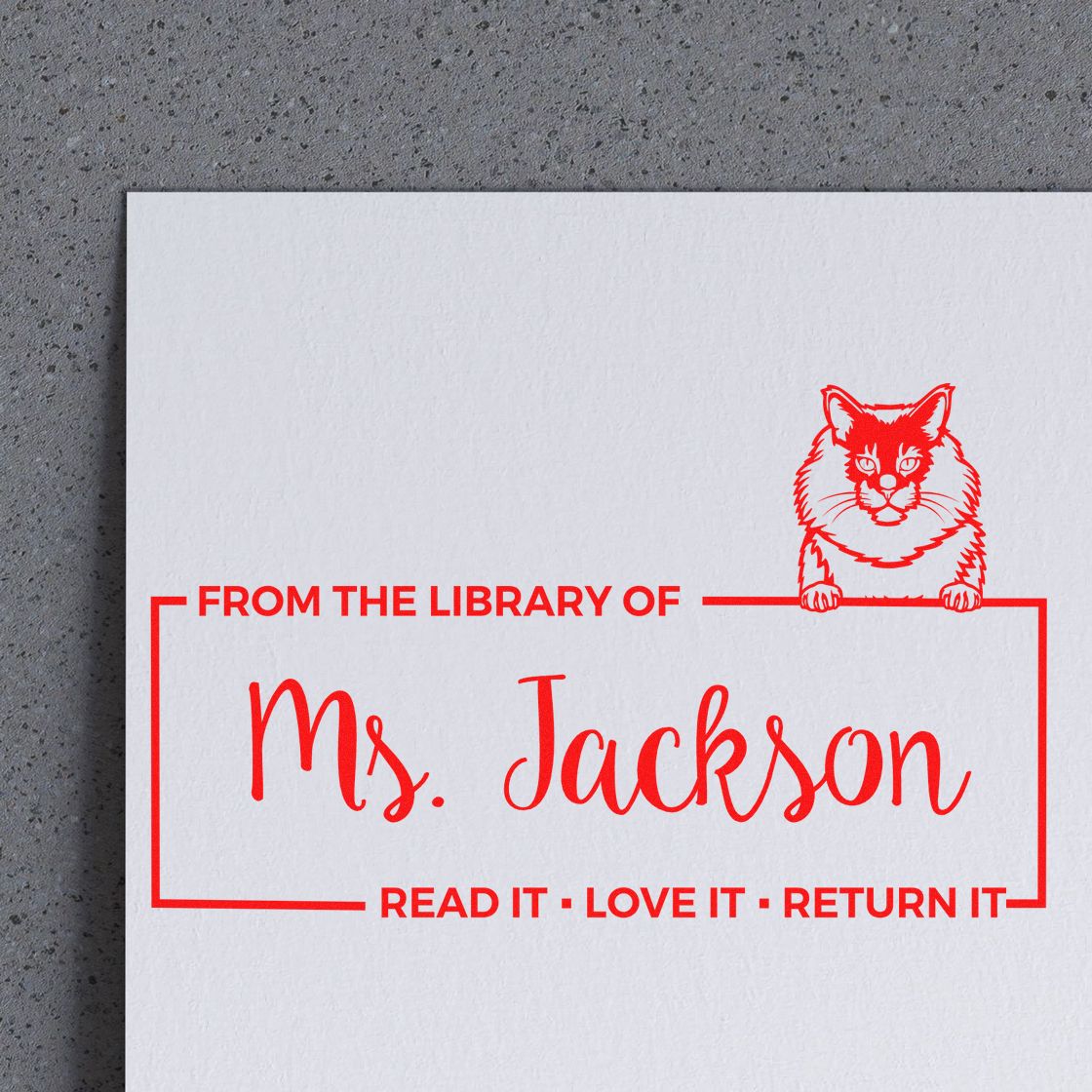 Maine Coon Personalized Cat Book Ownership Label Stamp - Engineer Seal Stamps