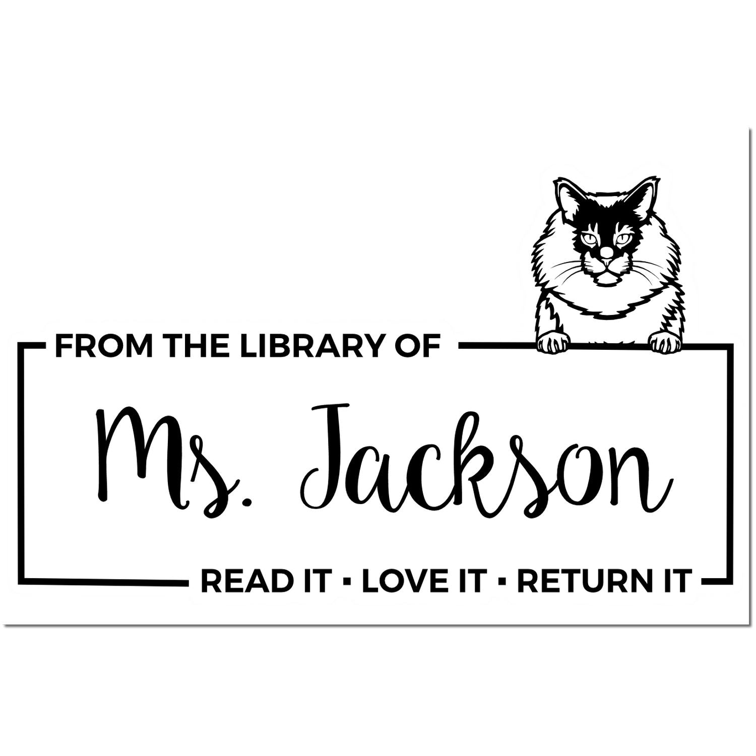 Maine Coon Personalized Cat Book Ownership Label Stamp - Engineer Seal Stamps