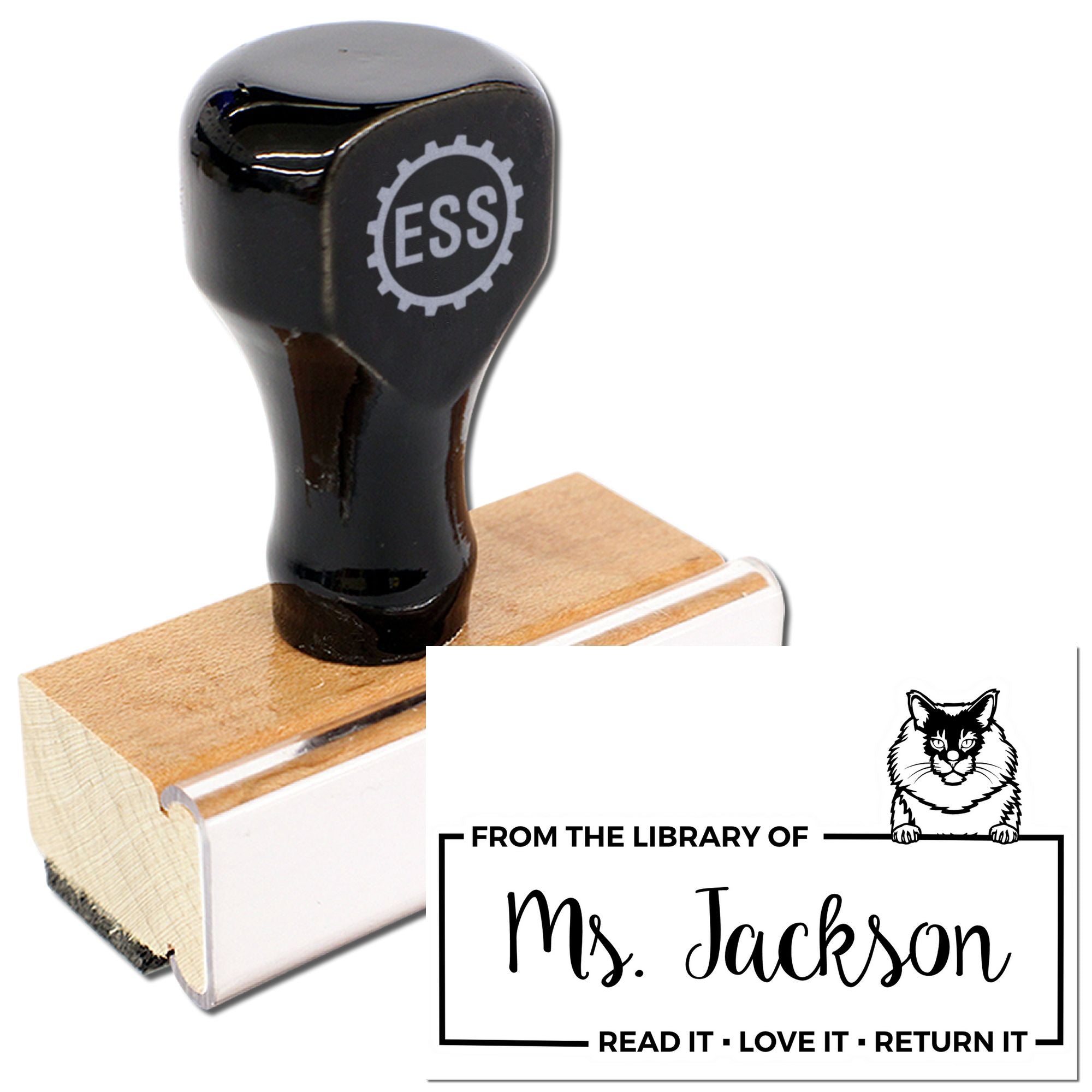 Maine Coon Personalized Cat Book Ownership Label Stamp - Engineer Seal Stamps