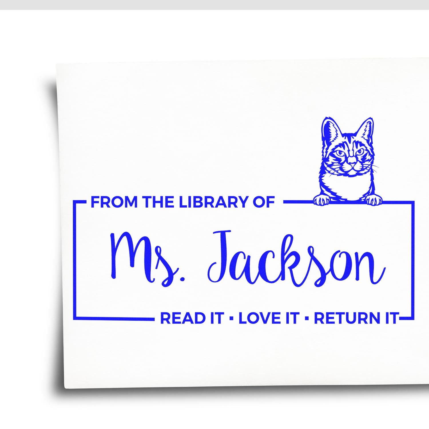 Manx Personalized Cat-Themed Book Ownership Stamp - Engineer Seal Stamps