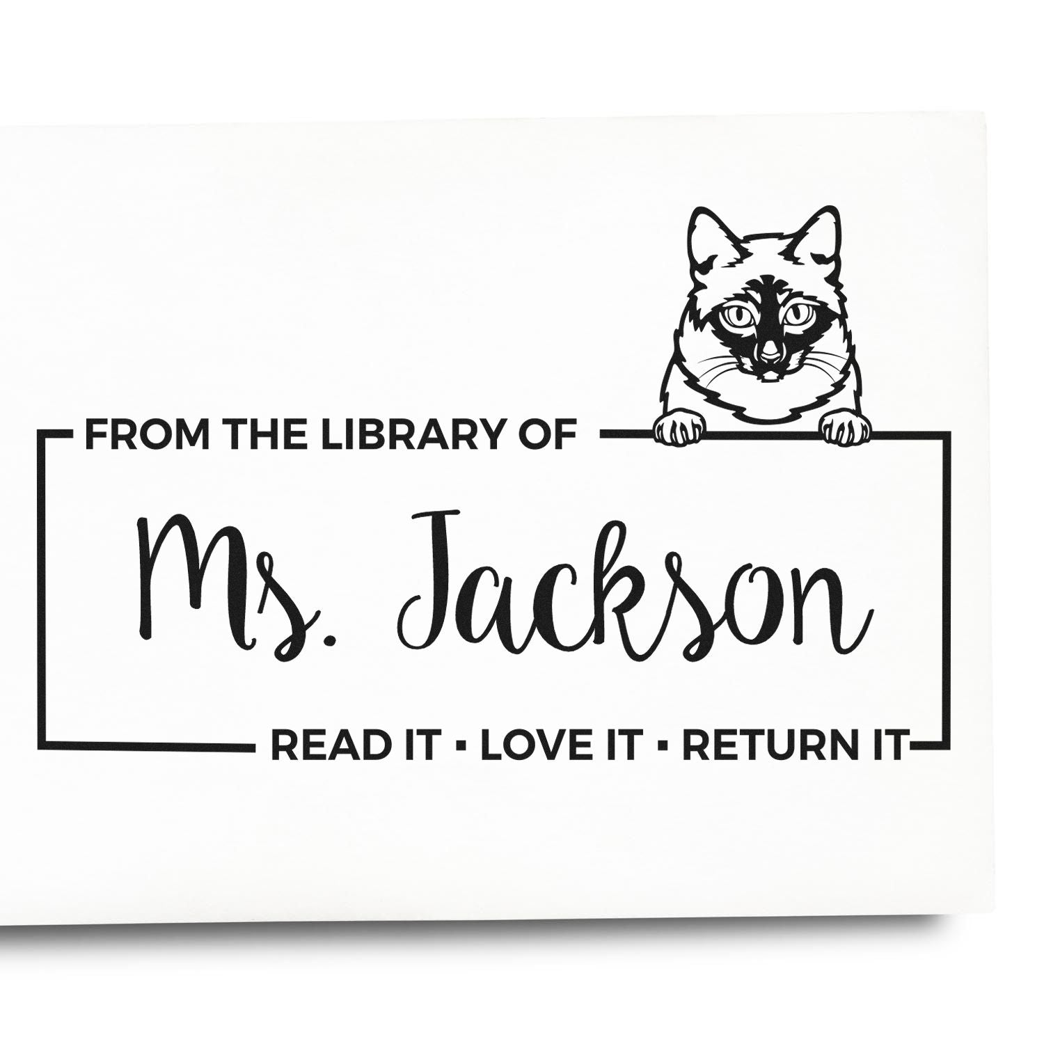 Custom Book Identification Stamper with Mekong Bobtail Cat - Engineer Seal Stamps