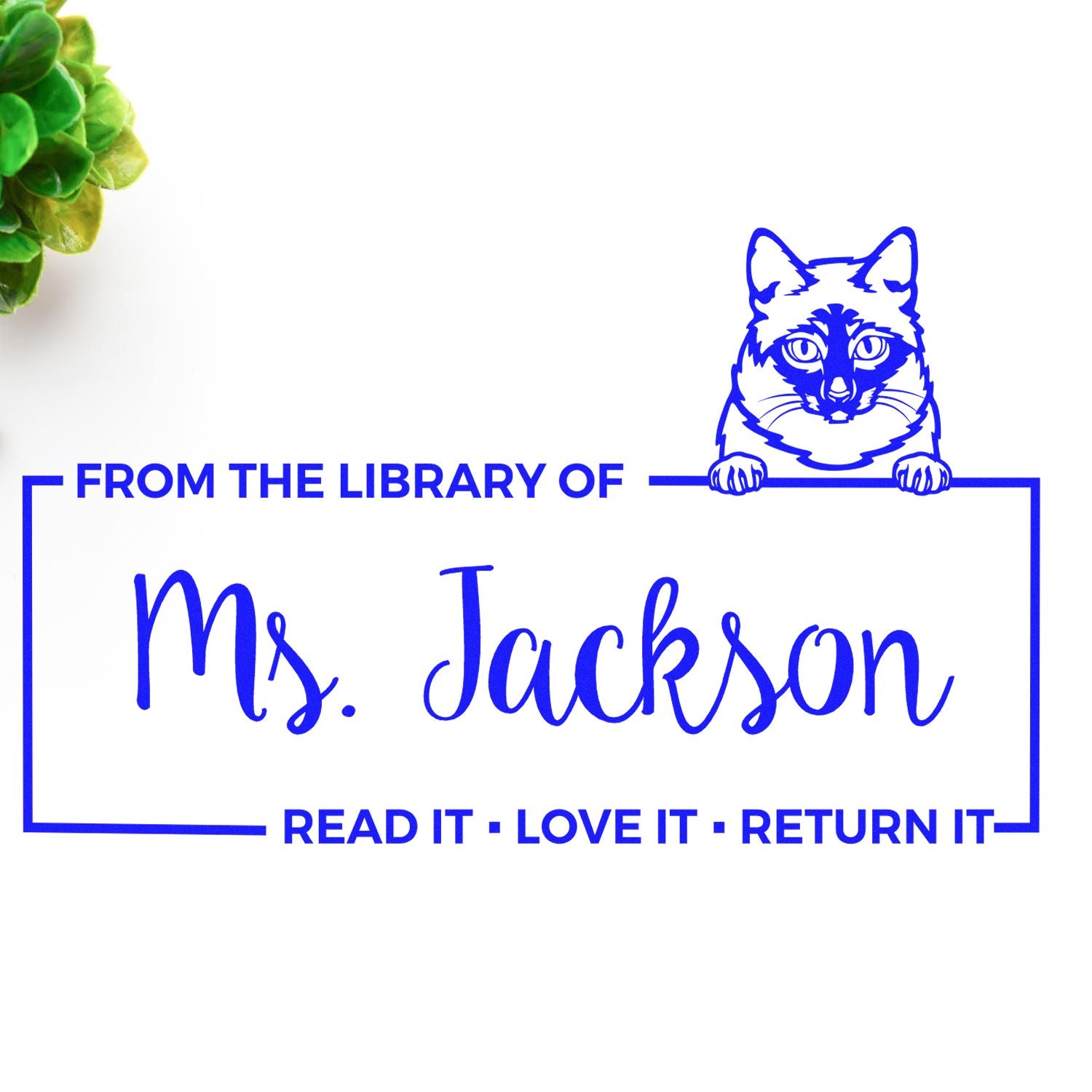 Custom Book Identification Stamper with Mekong Bobtail Cat - Engineer Seal Stamps