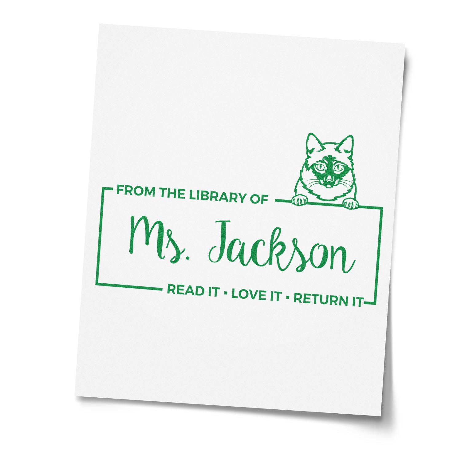 Custom Book Identification Stamper with Mekong Bobtail Cat - Engineer Seal Stamps