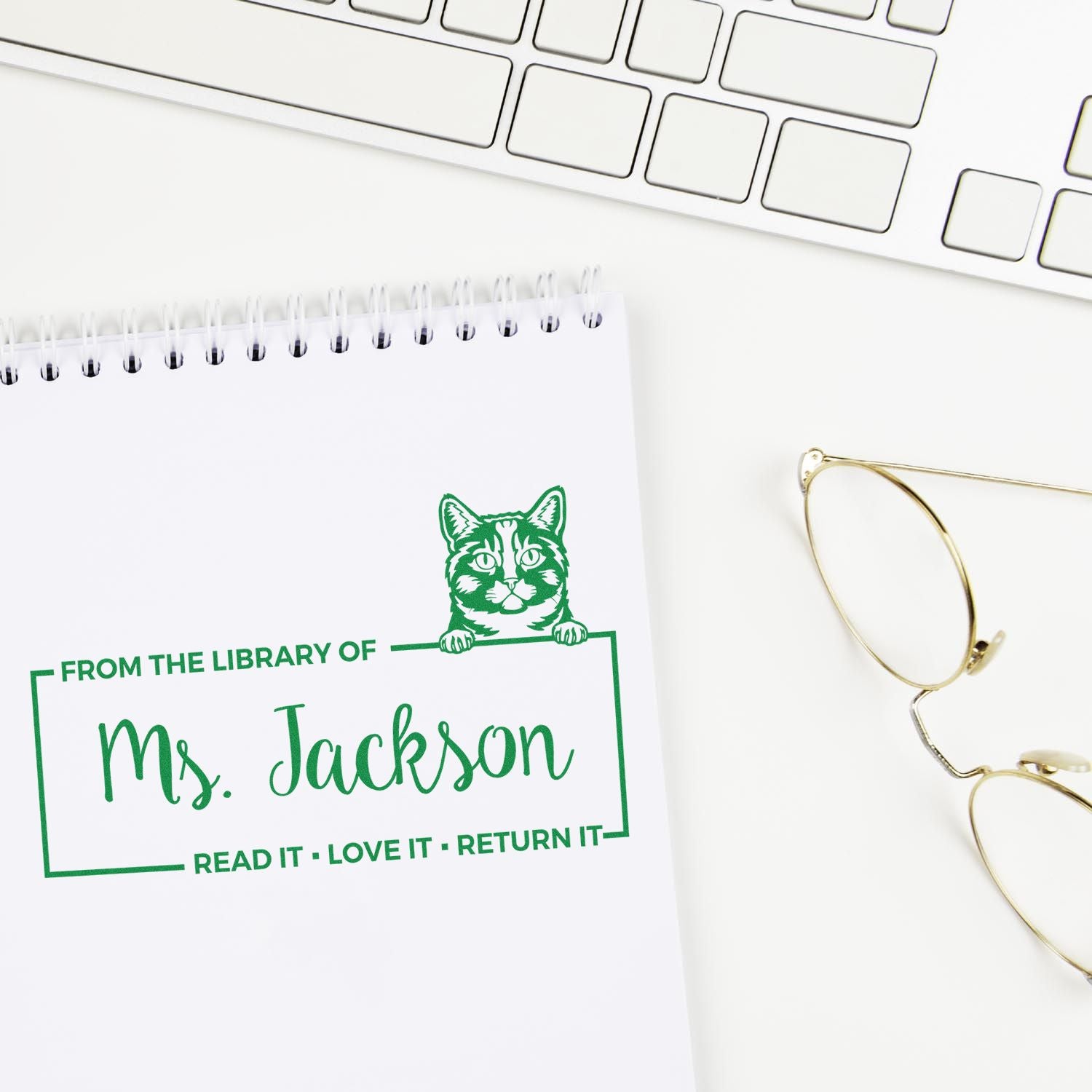 Customized Book Identity Stamper with Munchkin Cat - Engineer Seal Stamps