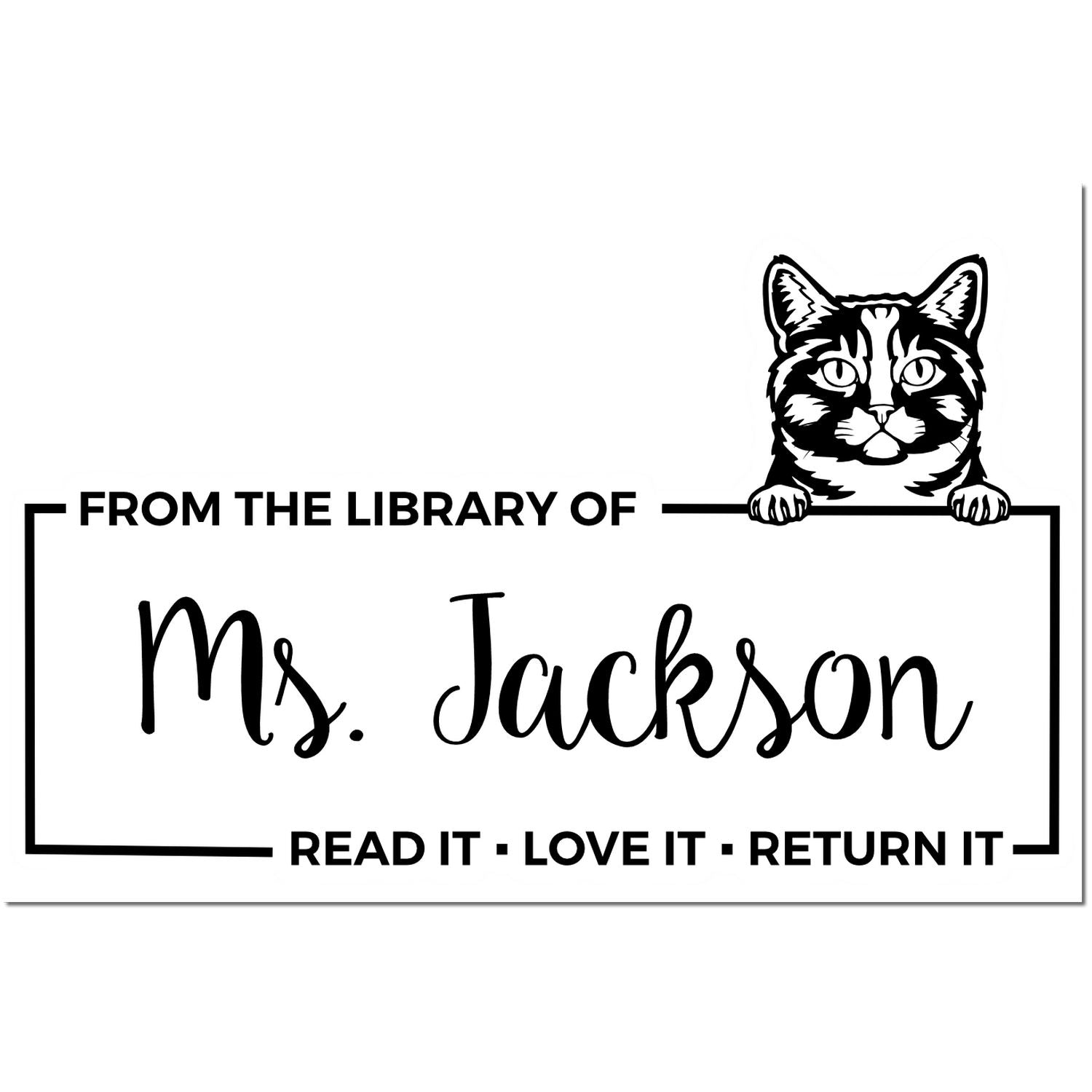 Self-Inking Munchkin Custom Made Cat Book Return Stamp - Engineer Seal Stamps