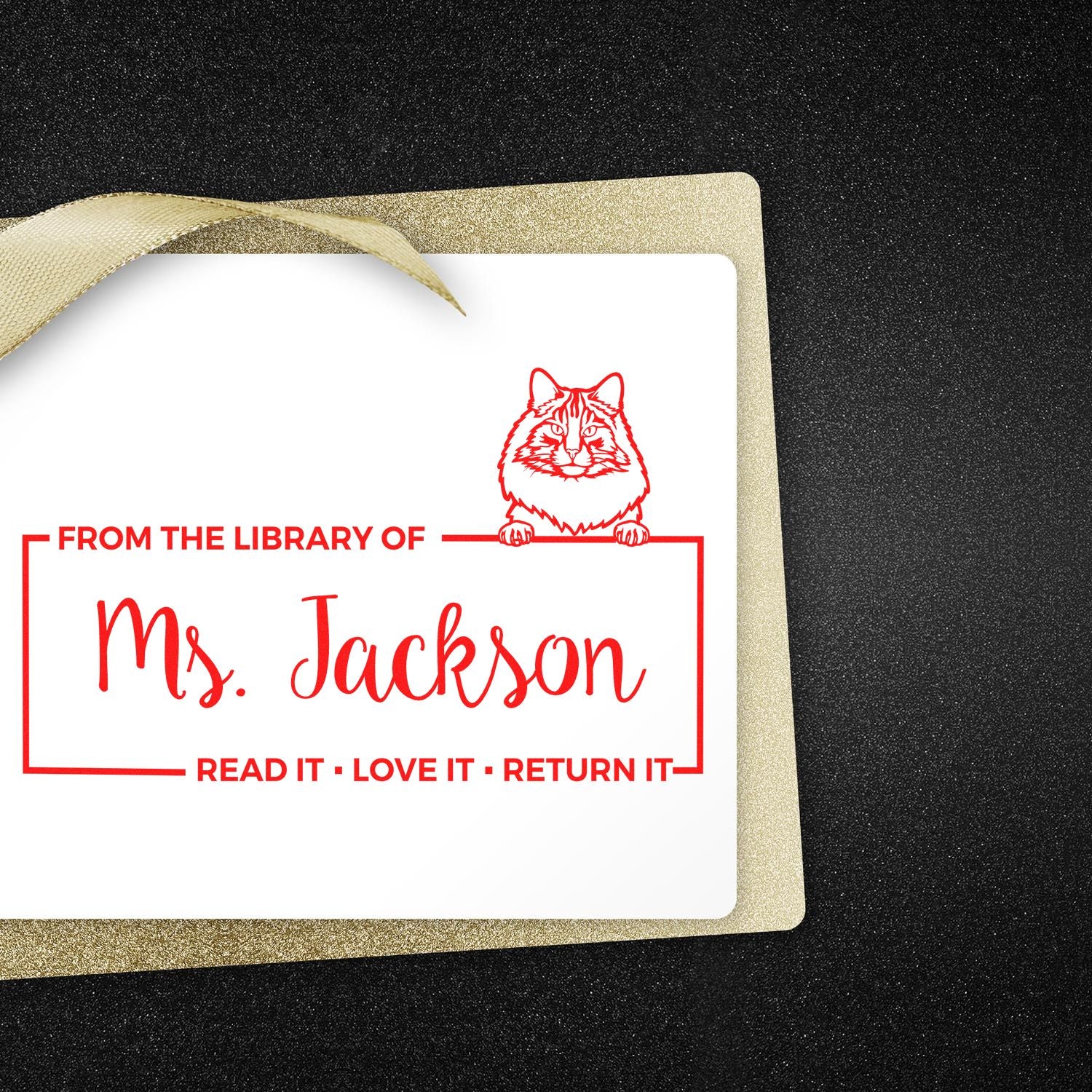 Customized Desk Tools Stamp with Norwegian Forest Cat - Engineer Seal Stamps