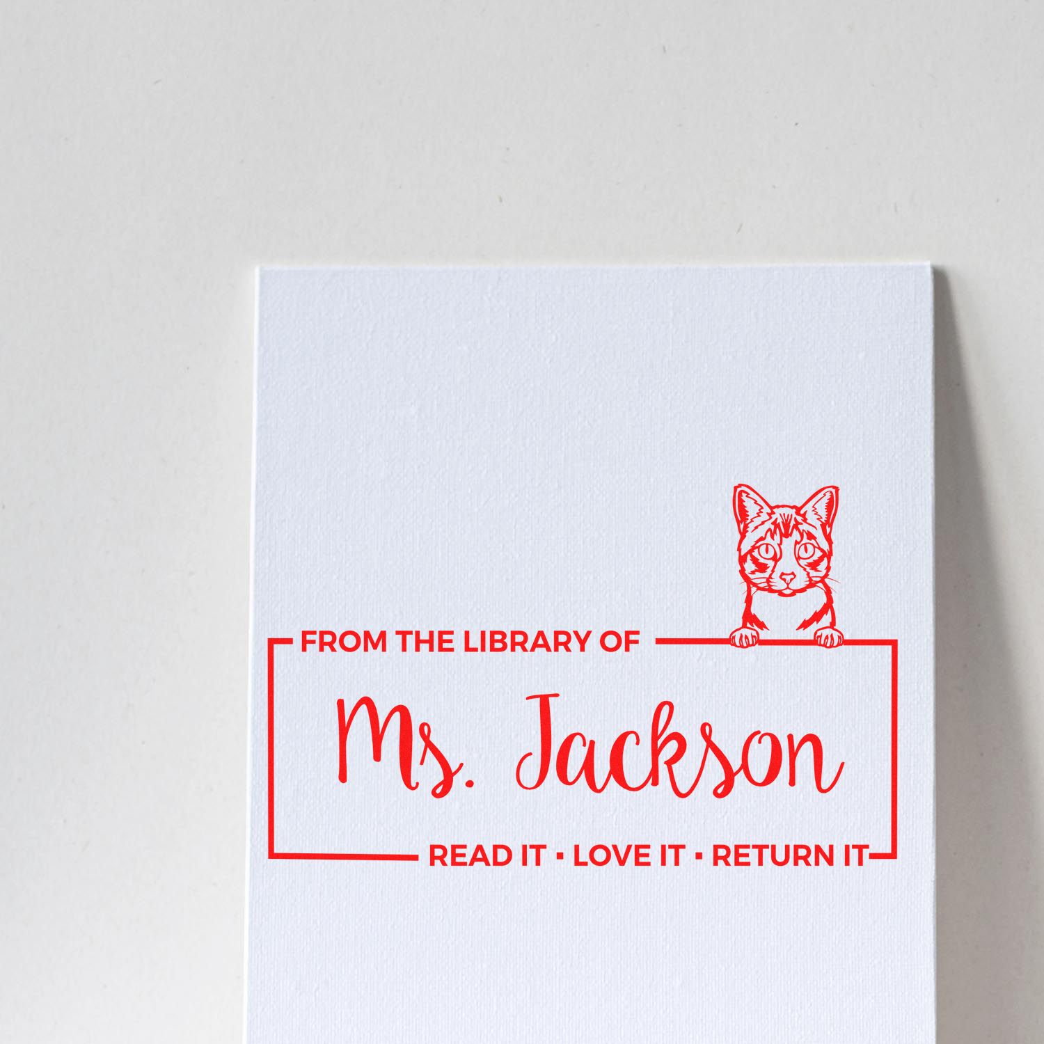 Customized Classroom Gift Stamp with Ojos Azules Cat - Engineer Seal Stamps