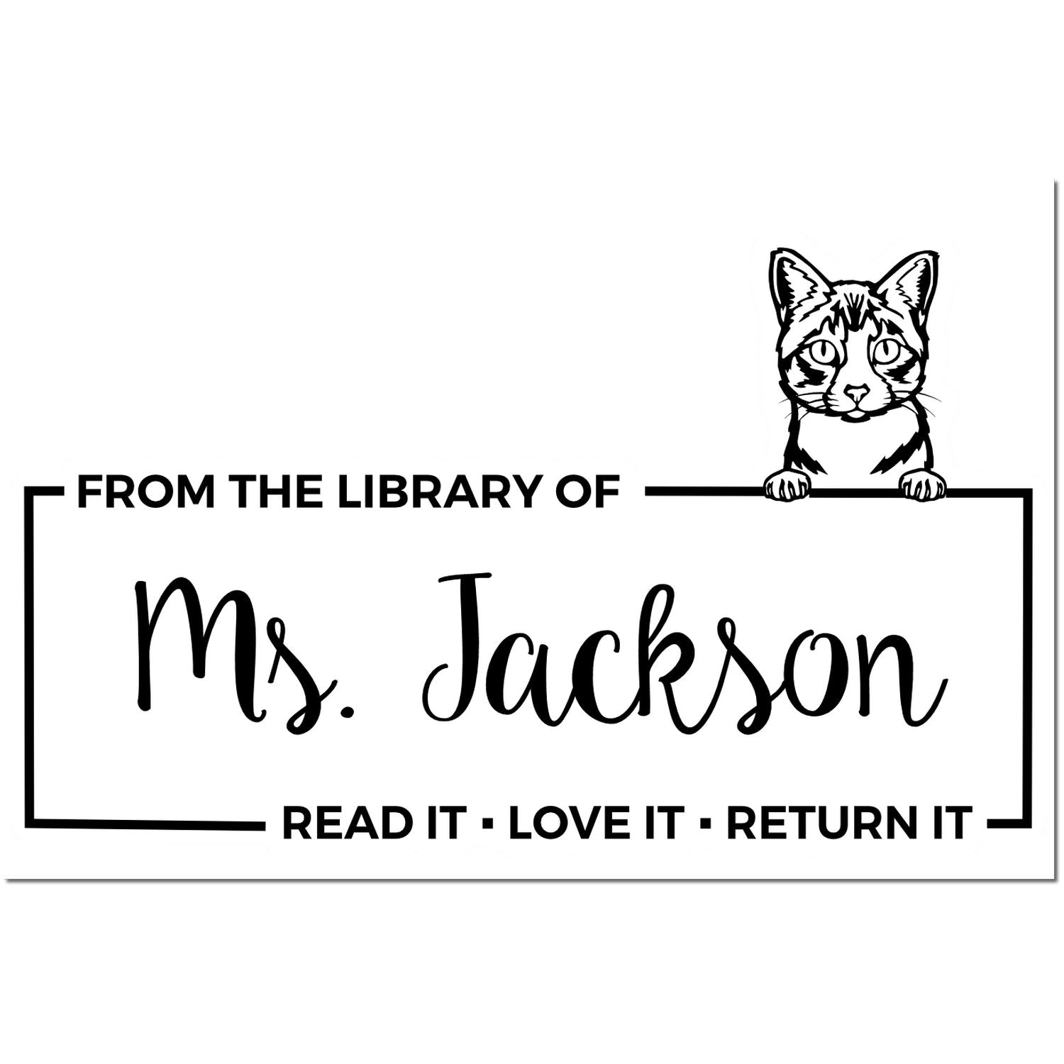 Custom Classroom Ownership Stamp with Ojos Azules Cat - Engineer Seal Stamps