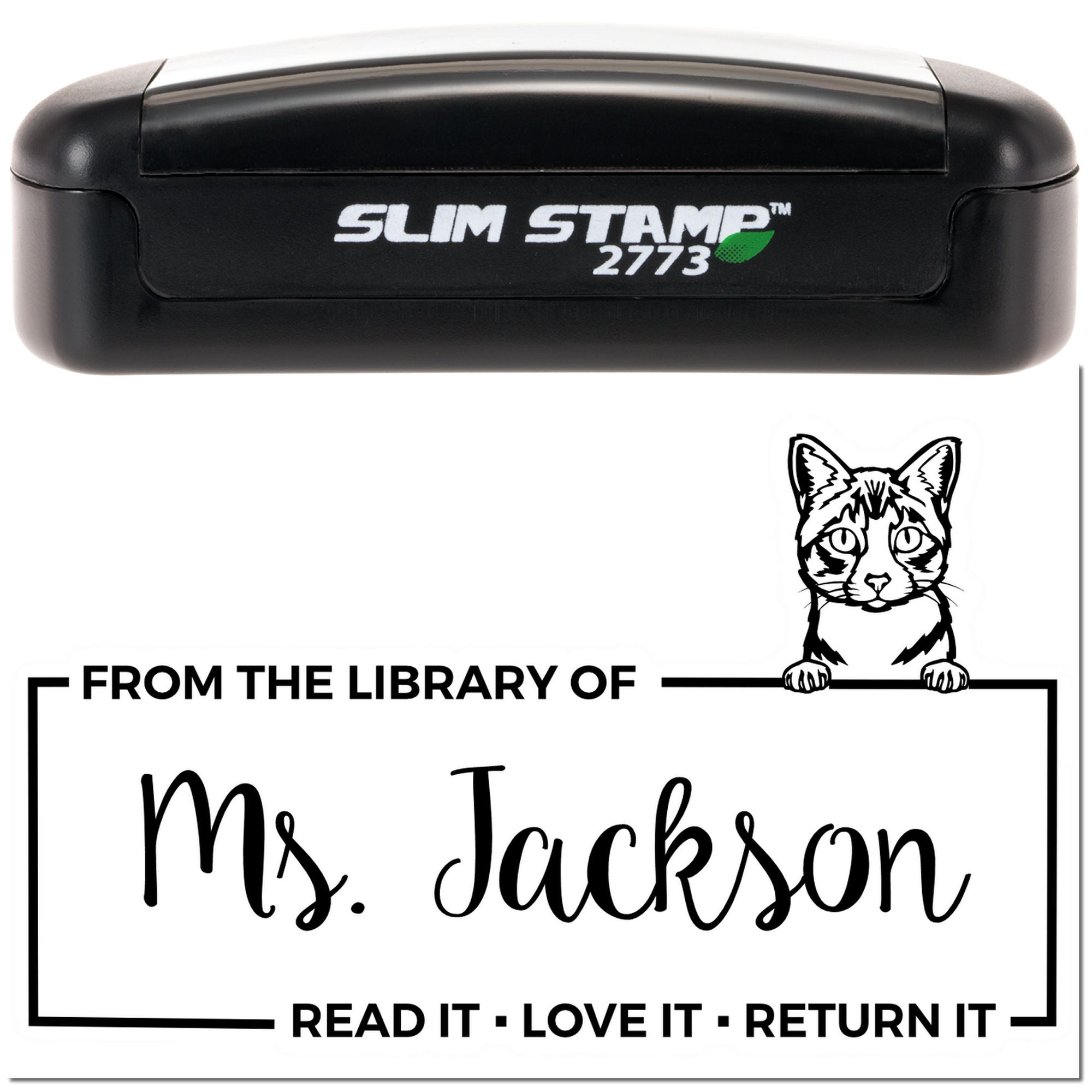 Customized Classroom Gift Stamp with Ojos Azules Cat - Engineer Seal Stamps