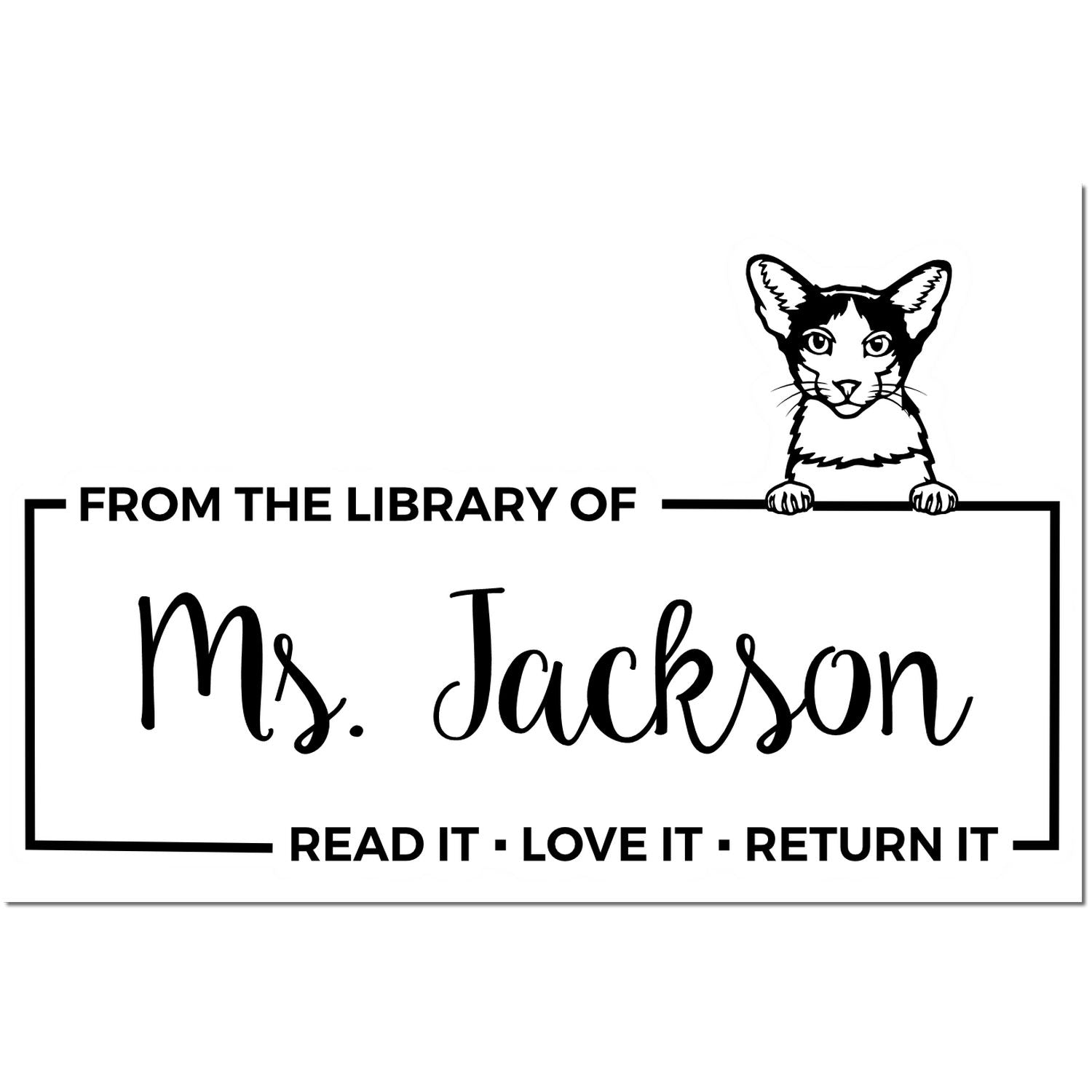 Customized Classroom Gift Stamper with Oriental Bicolor Cat - Engineer Seal Stamps