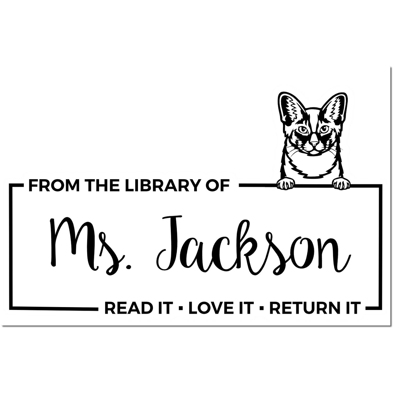 Self-Inking Oriental Longhair Custom Made Custom Pet Book Read It Return Stamp - Engineer Seal Stamps